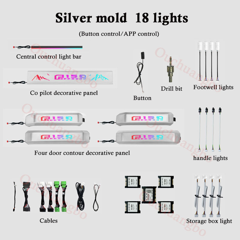 Ouchuangbo Ambient Light For Ford F150 F-150 2016-2019 Ambiance Kit Lamp LED Backlight Kit Moodlight Environmental Lights Decorative Panel