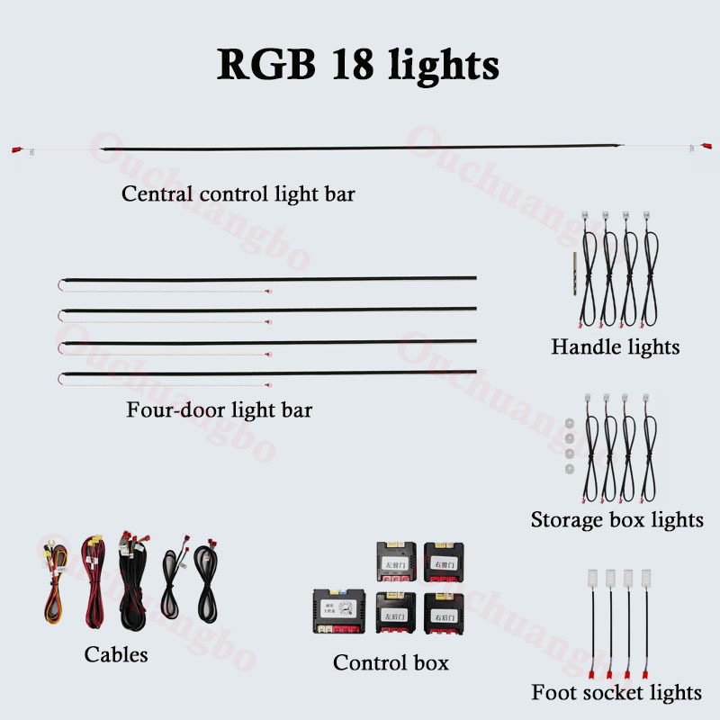 Ouchuangbo LED light For Universal A6 Golf F18 NX350 Ambiance Kit Lamp LED Backlight Kit Lights Ambient Light 256 Colors Dual Zone Control