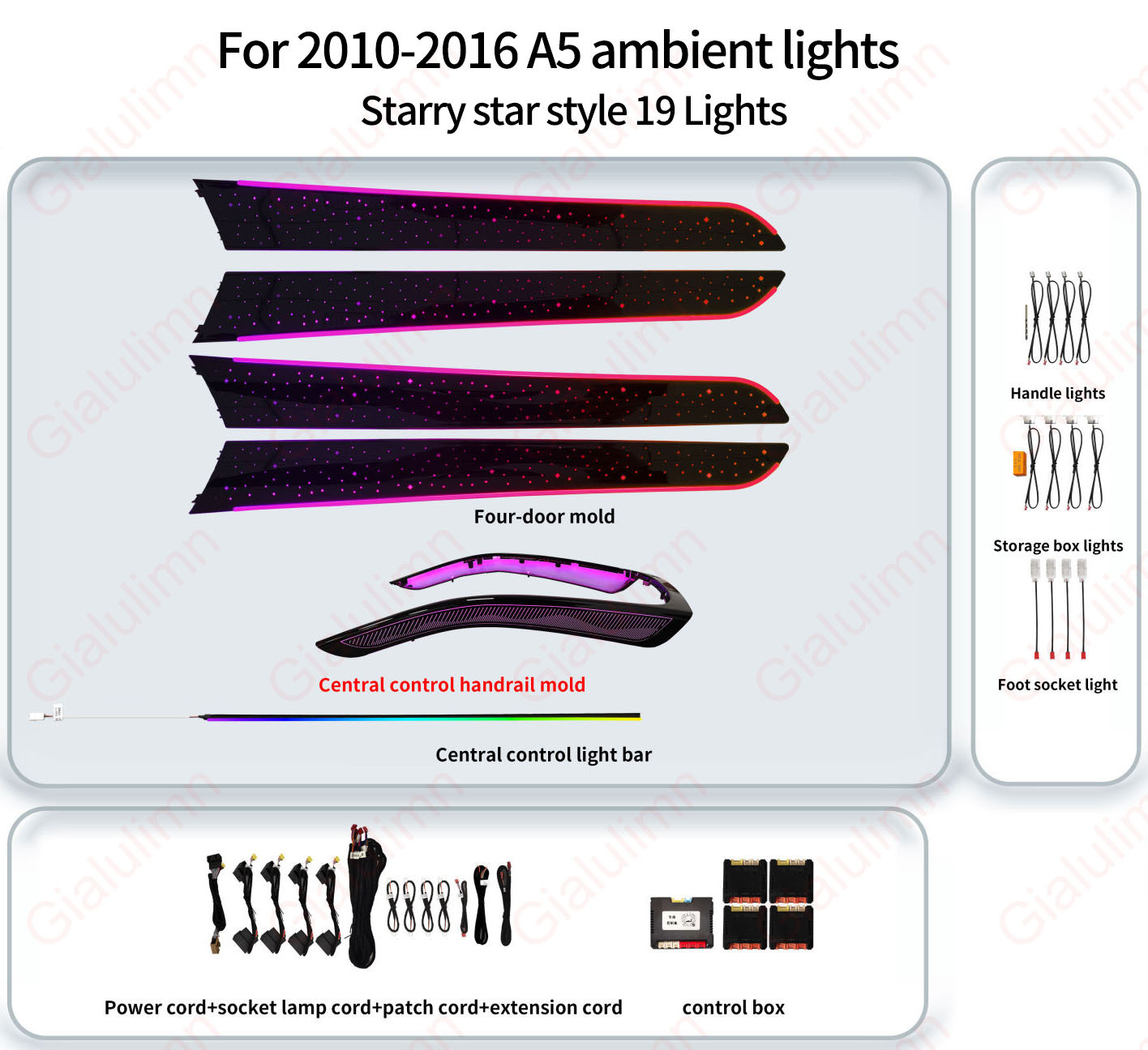 Ouchuangbo LED Ambient Light for Audi A4 B8 8rb 2009-2016 Atmosphere environmental MoodLight Lamp Interior trim Decorative lighting