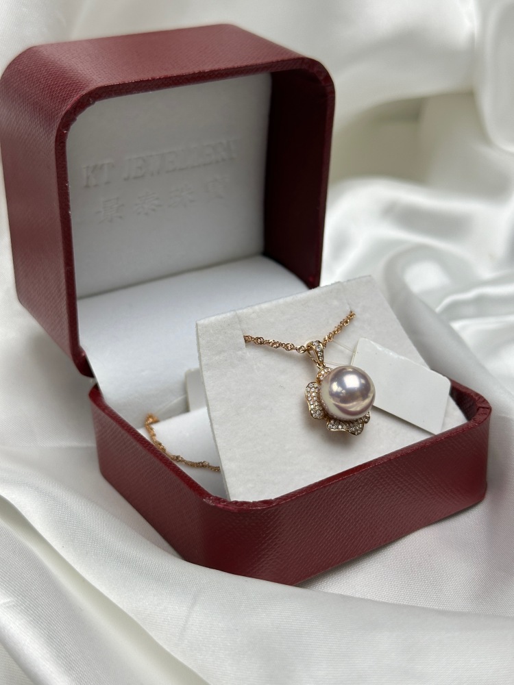 18k Gold 12mm Edison Pearl Pendant necklace With Chain
