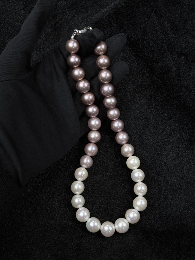 5A Gradient color Purple Freshwater Pearl strand 13~14mm