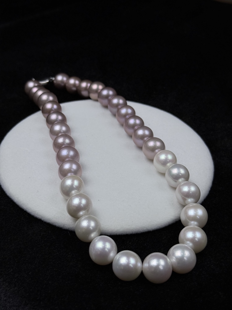 5A Gradient color Purple Freshwater Pearl strand 13~14mm
