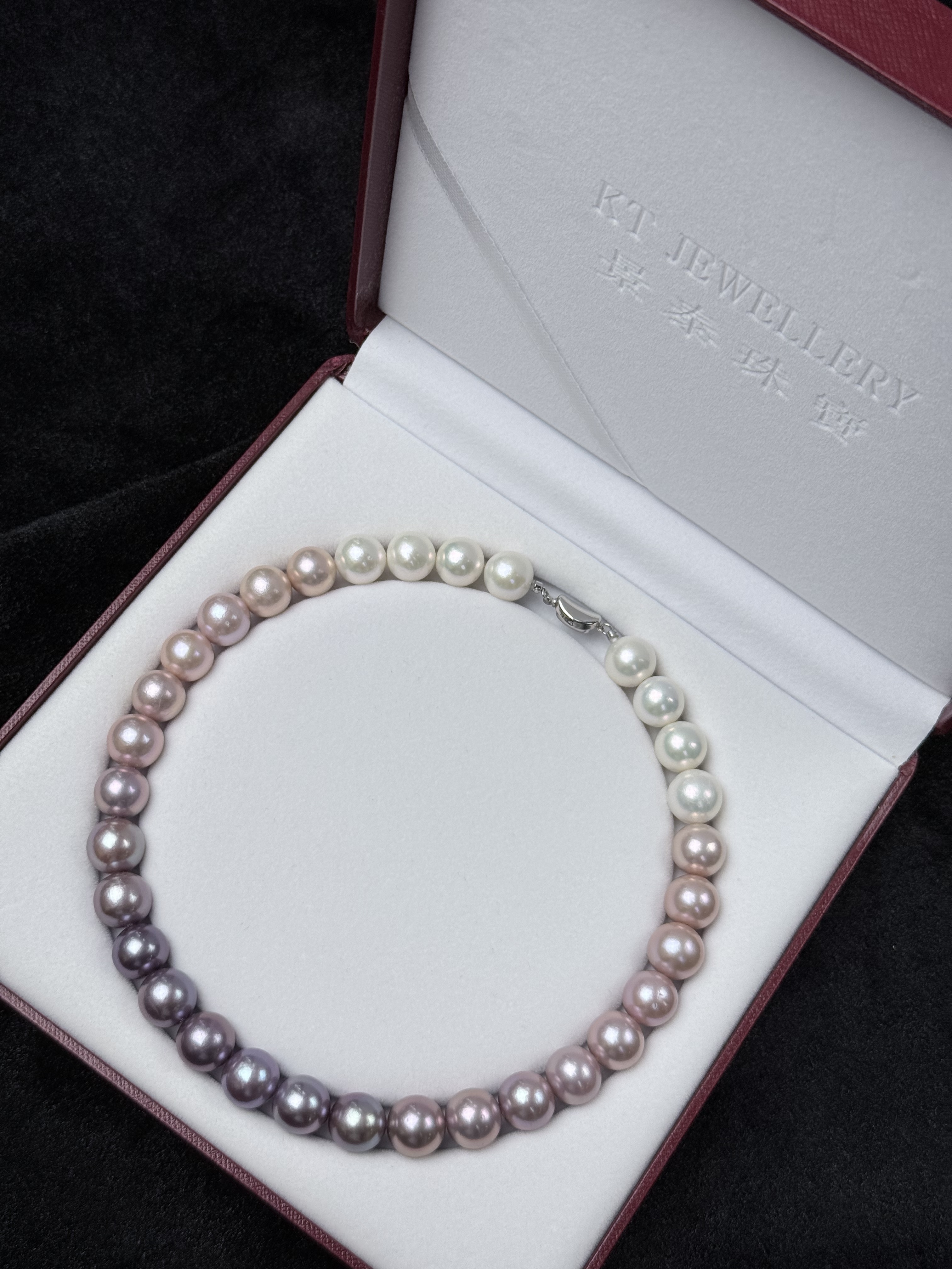 5A Gradient color Purple Freshwater Pearl strand 13~14mm