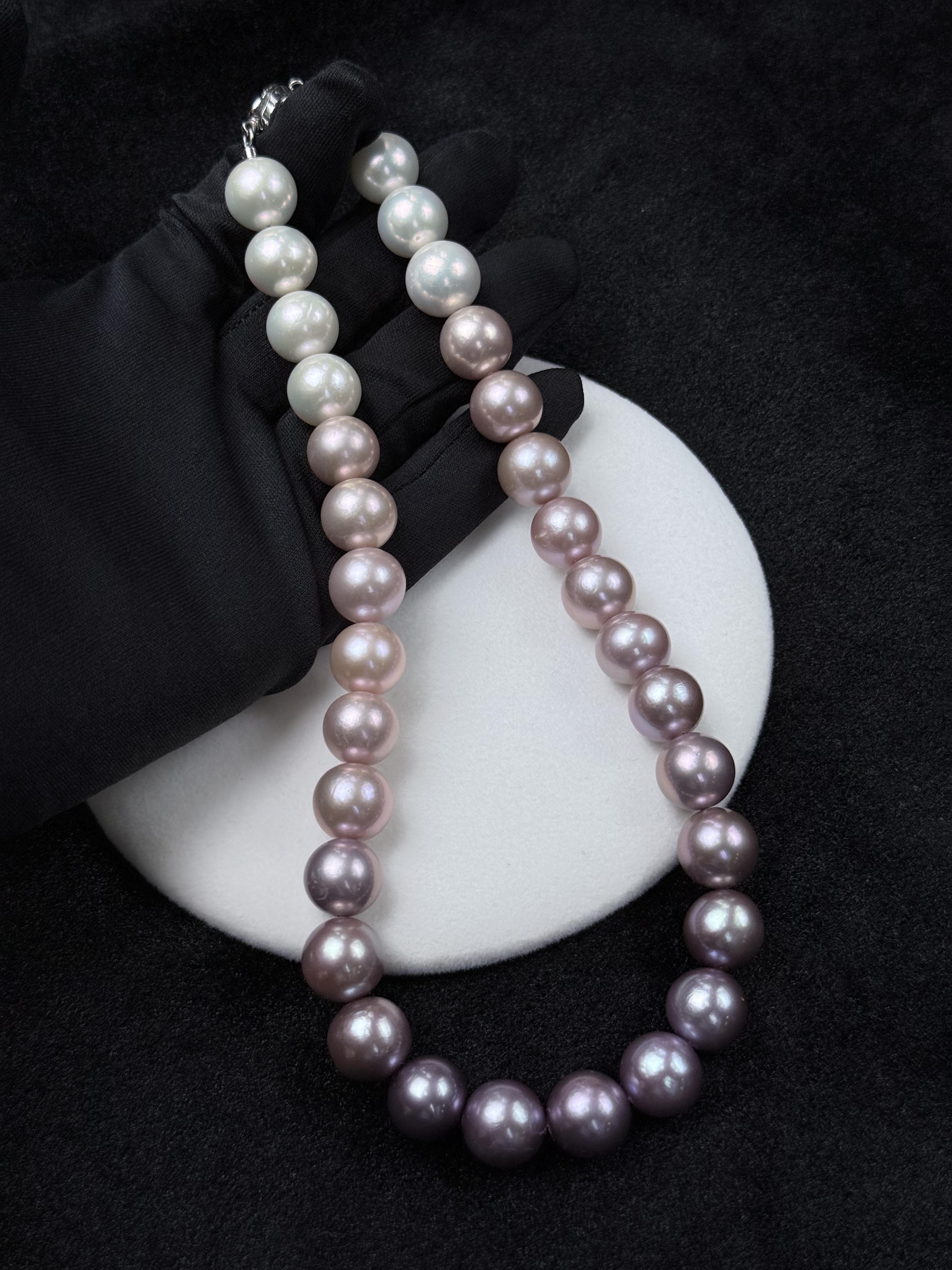 5A Gradient color Purple Freshwater Pearl strand 13~14mm