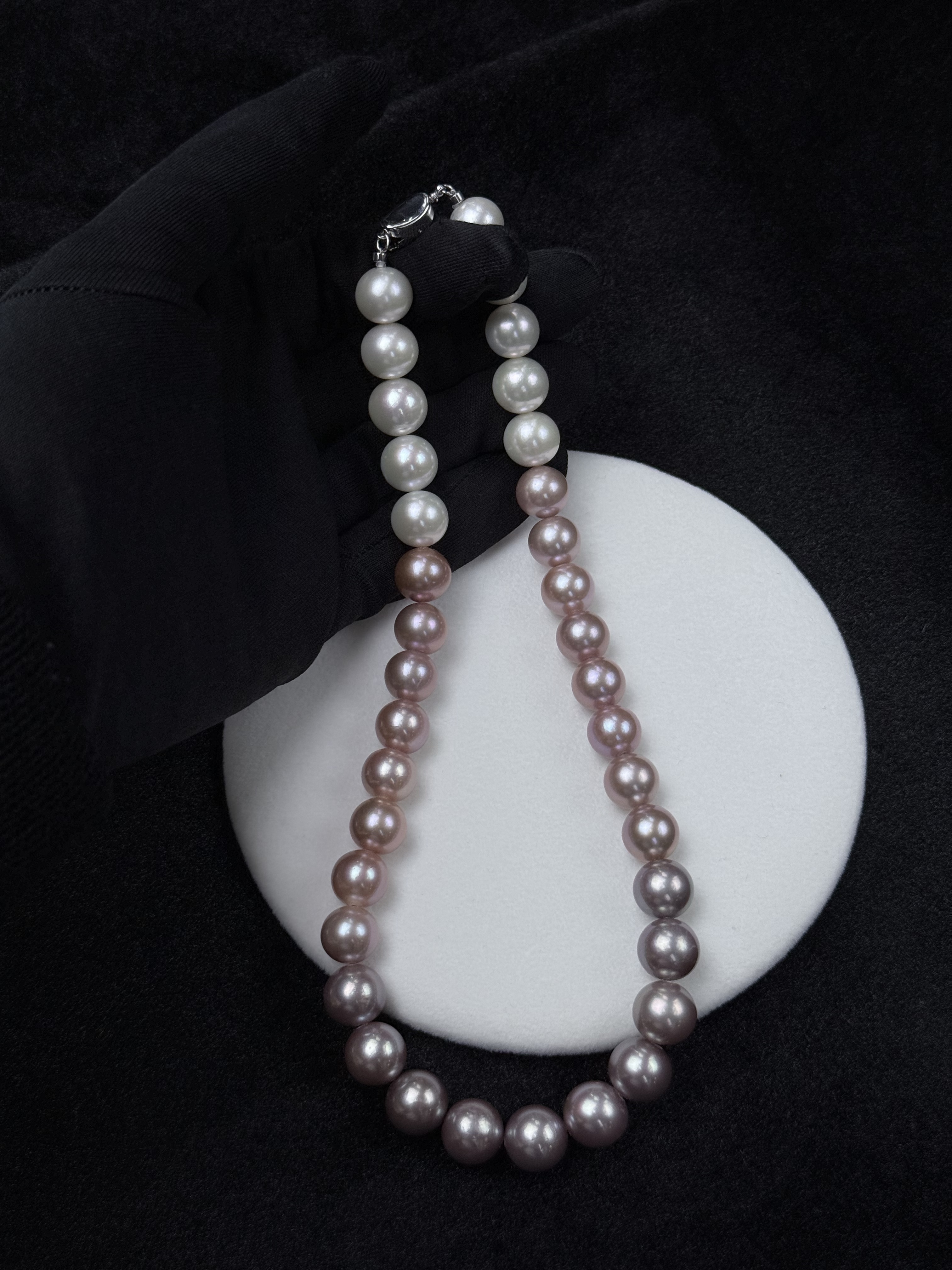 5A Gradient color Purple Freshwater Pearl strand 11~12mm