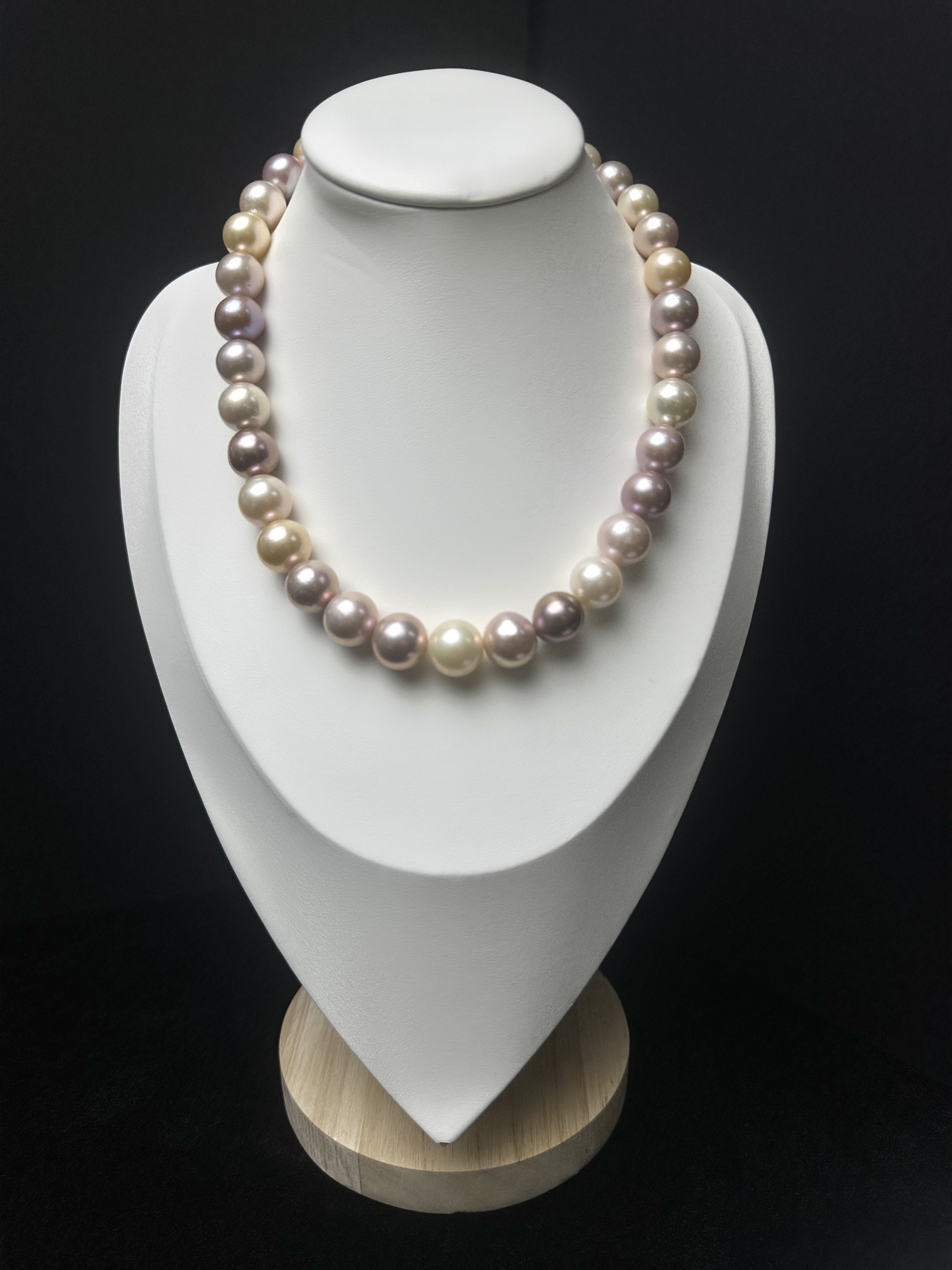 5A Multi color Purple Freshwater Pearl strand 13~14mm