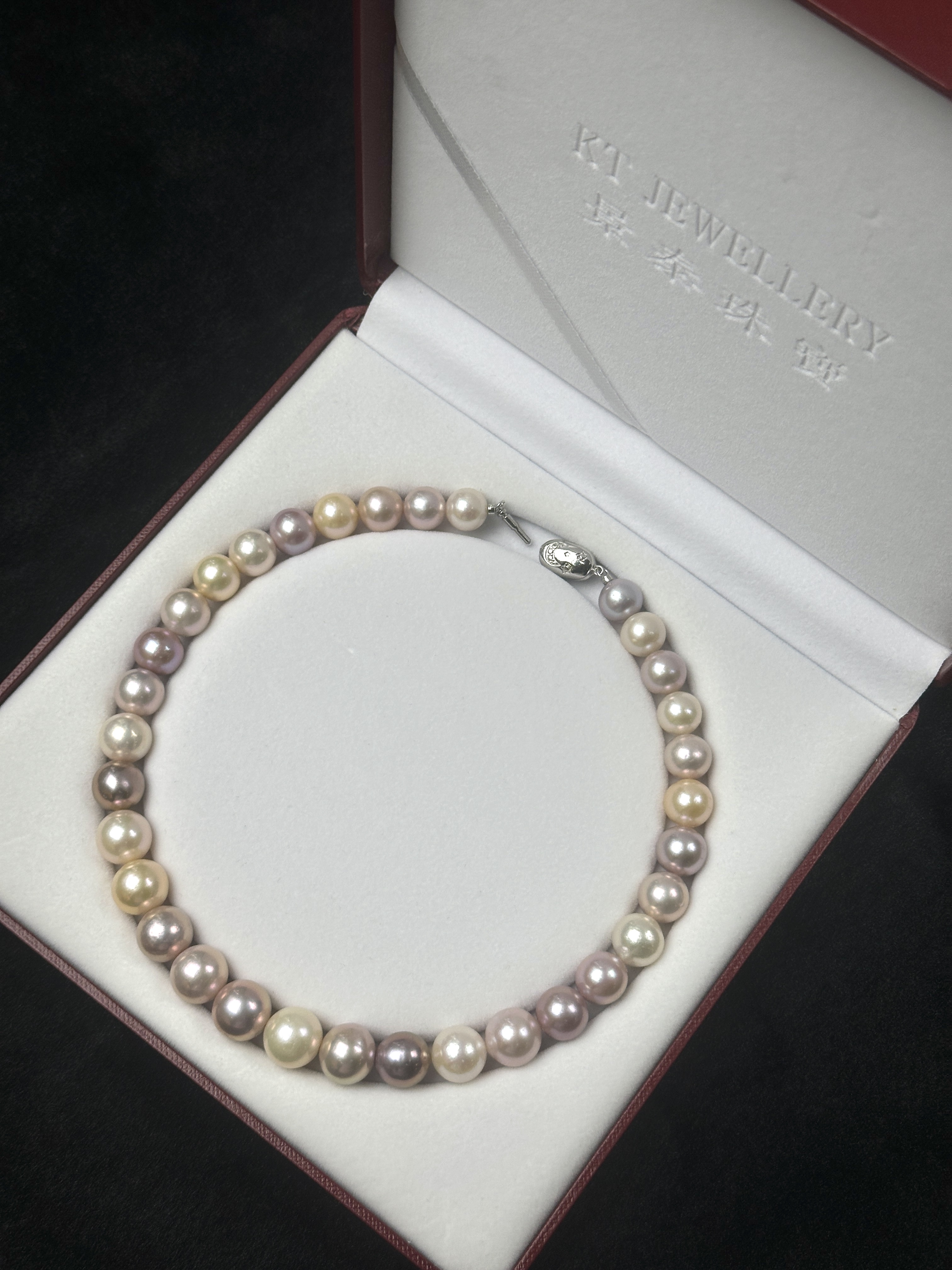 5A Multi color Purple Freshwater Pearl strand 13~14mm