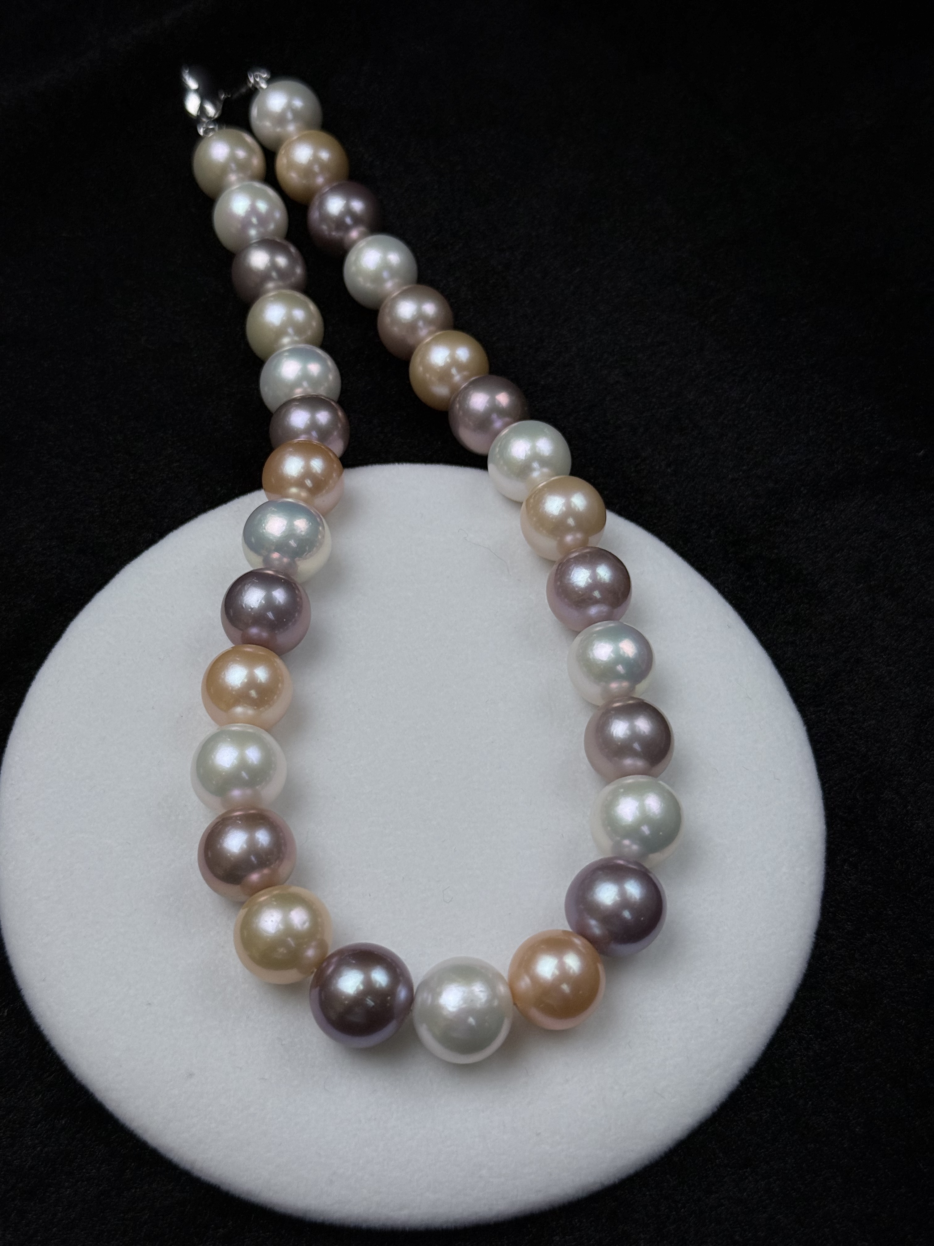 5A Multi color Purple Freshwater Pearl strand 14~15mm