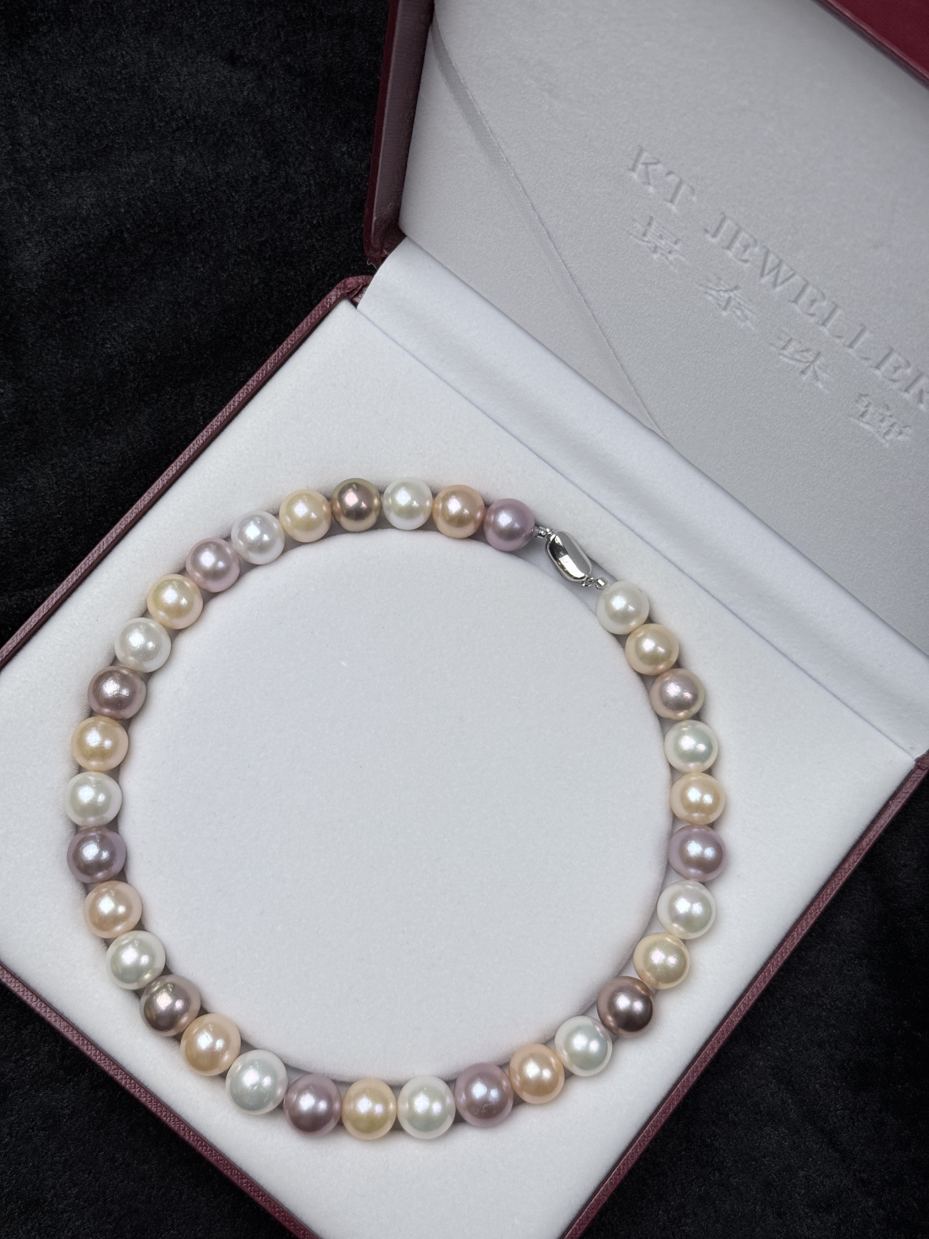 5A Multi color Purple Freshwater Pearl strand 13~14mm