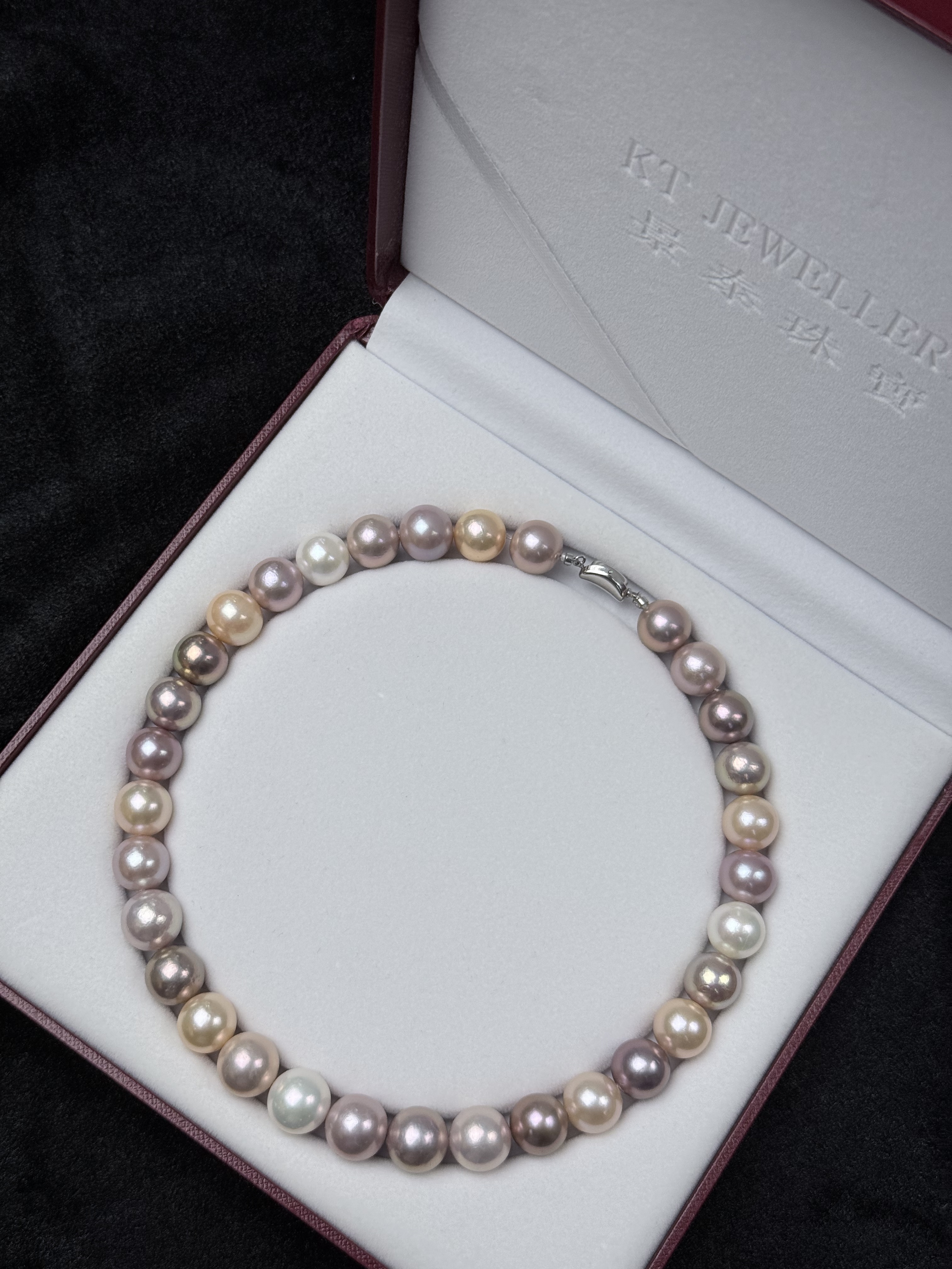 5A Multi color Purple Freshwater Pearl strand 13~14mm