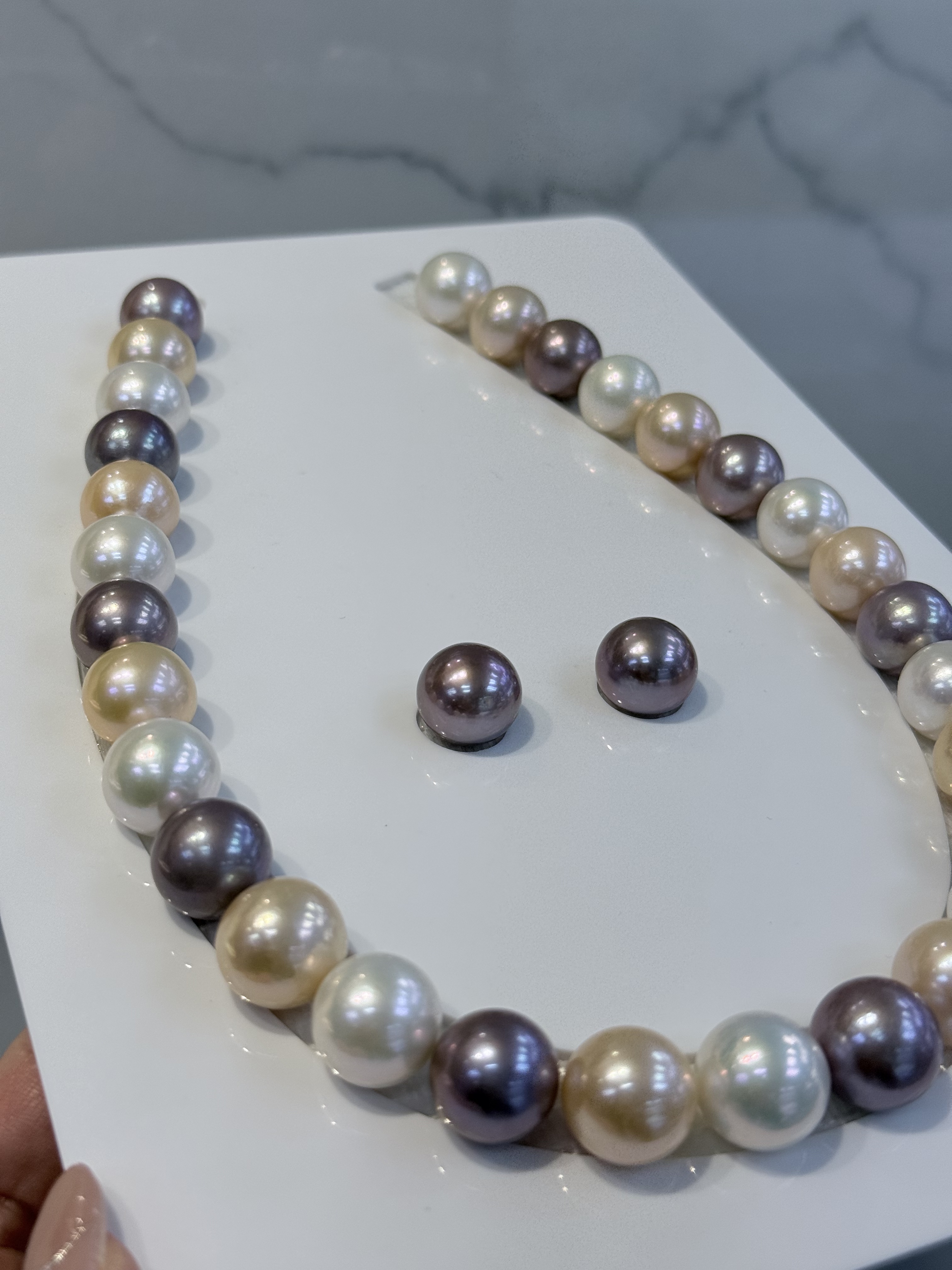 5A Multi color Purple Freshwater Pearl strand 14~15mm