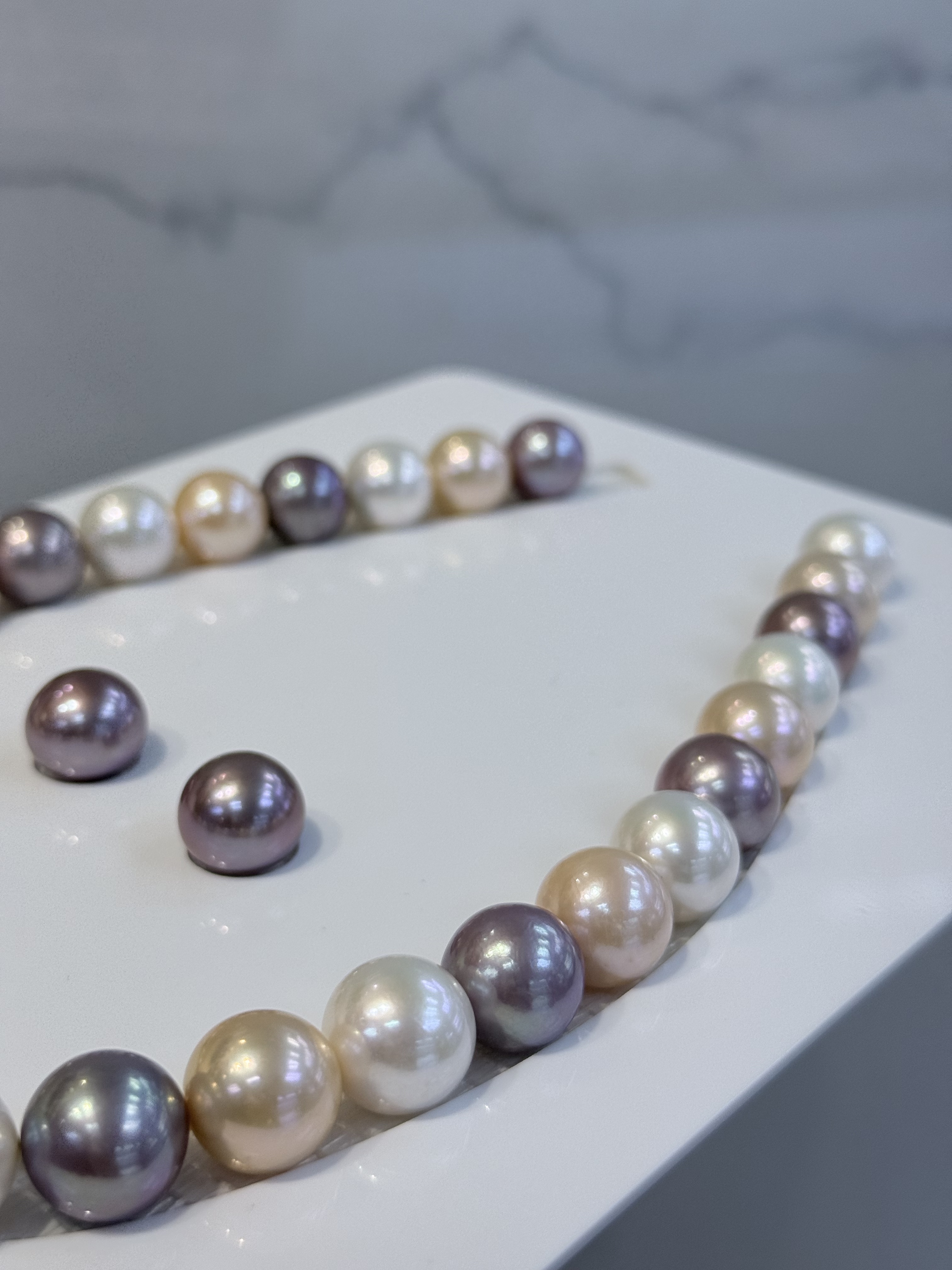 5A Multi color Purple Freshwater Pearl strand 14~15mm