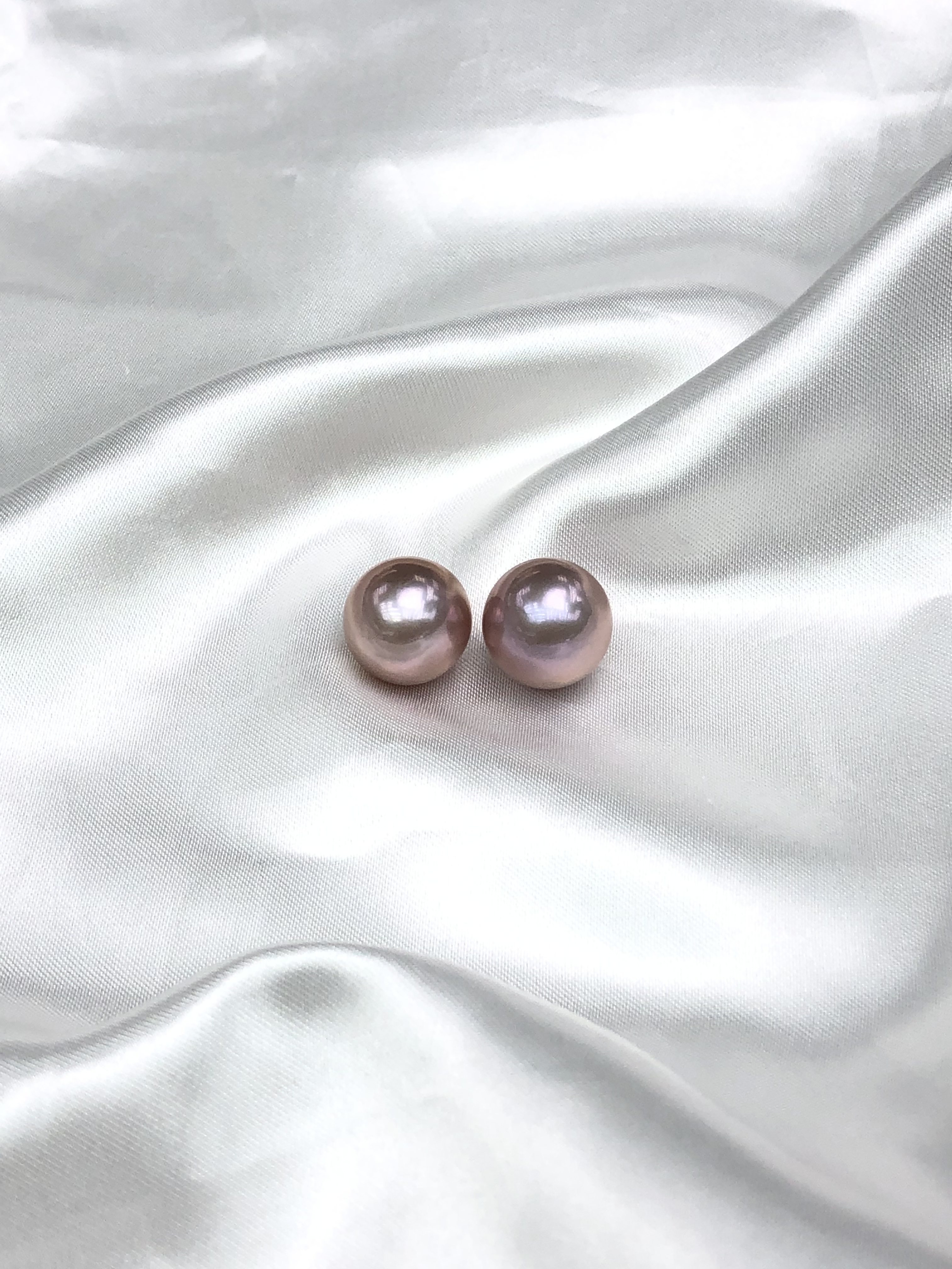 14~15mm  Freshwater Pearl Earrings with 925 Sterling Silver