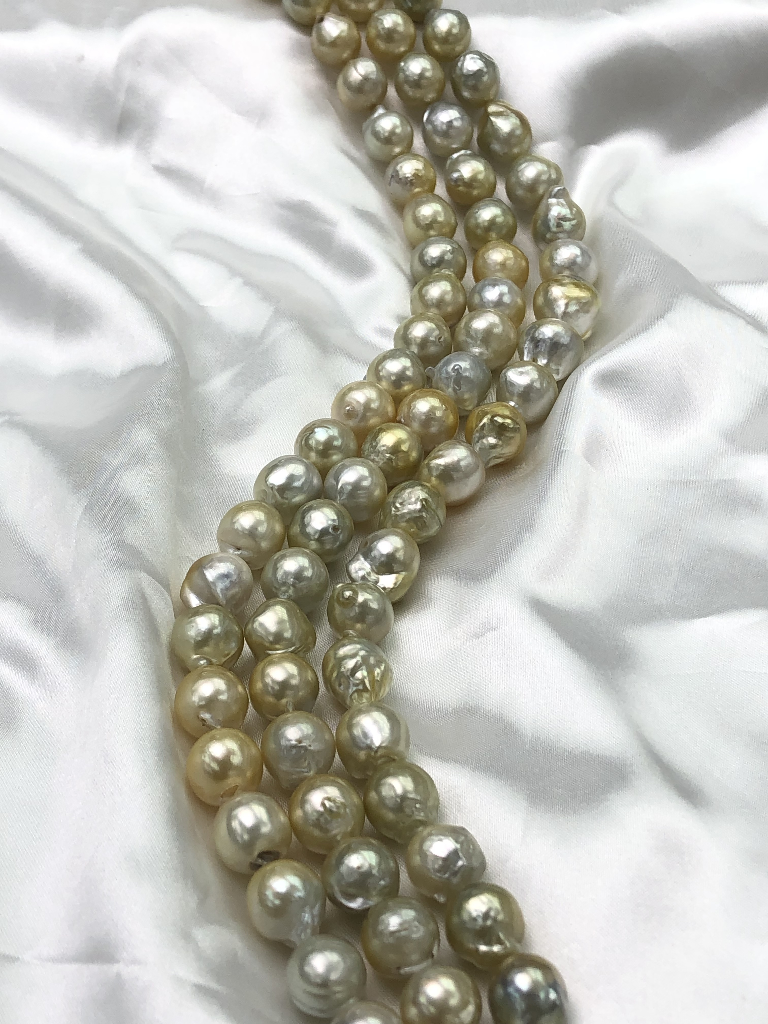 South Sea Golden Baroque  Pearl Necklace 11~15mm