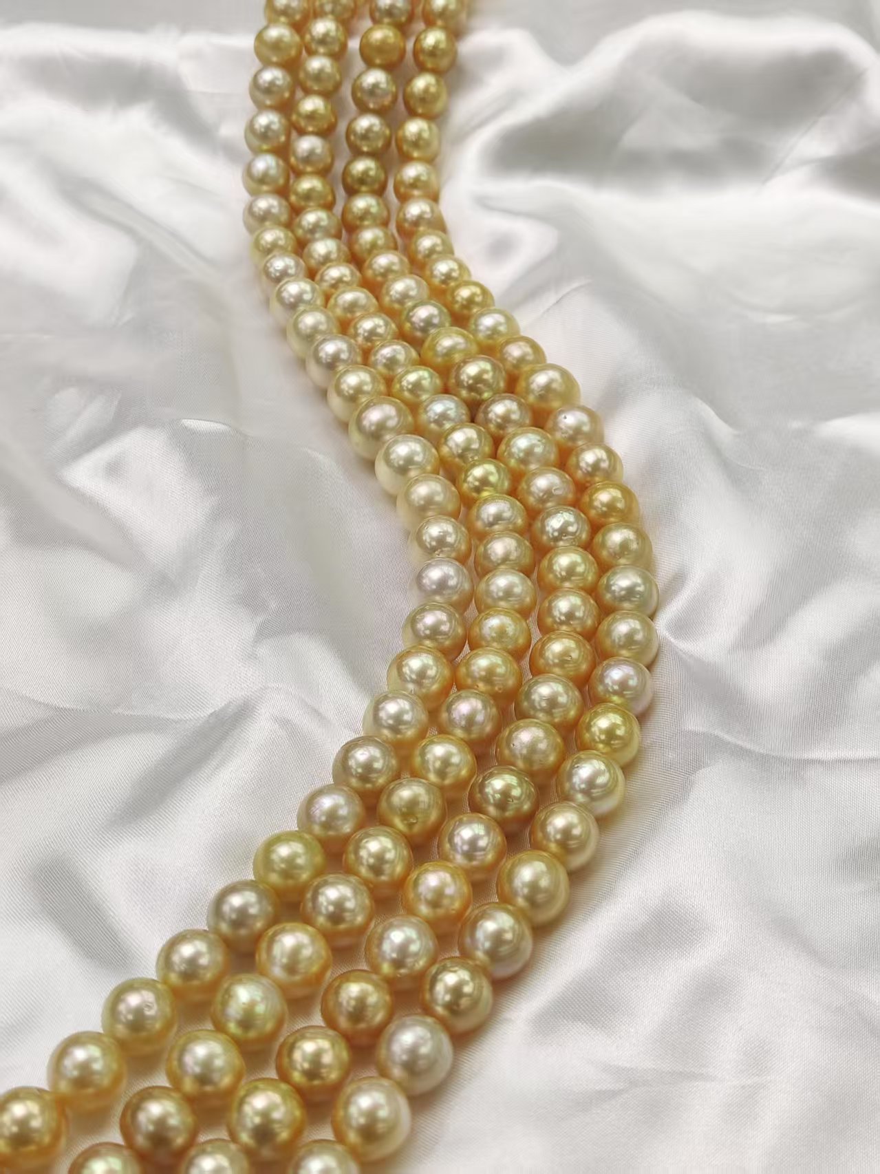 South Sea Golden  Pearl Necklace 9~14mm