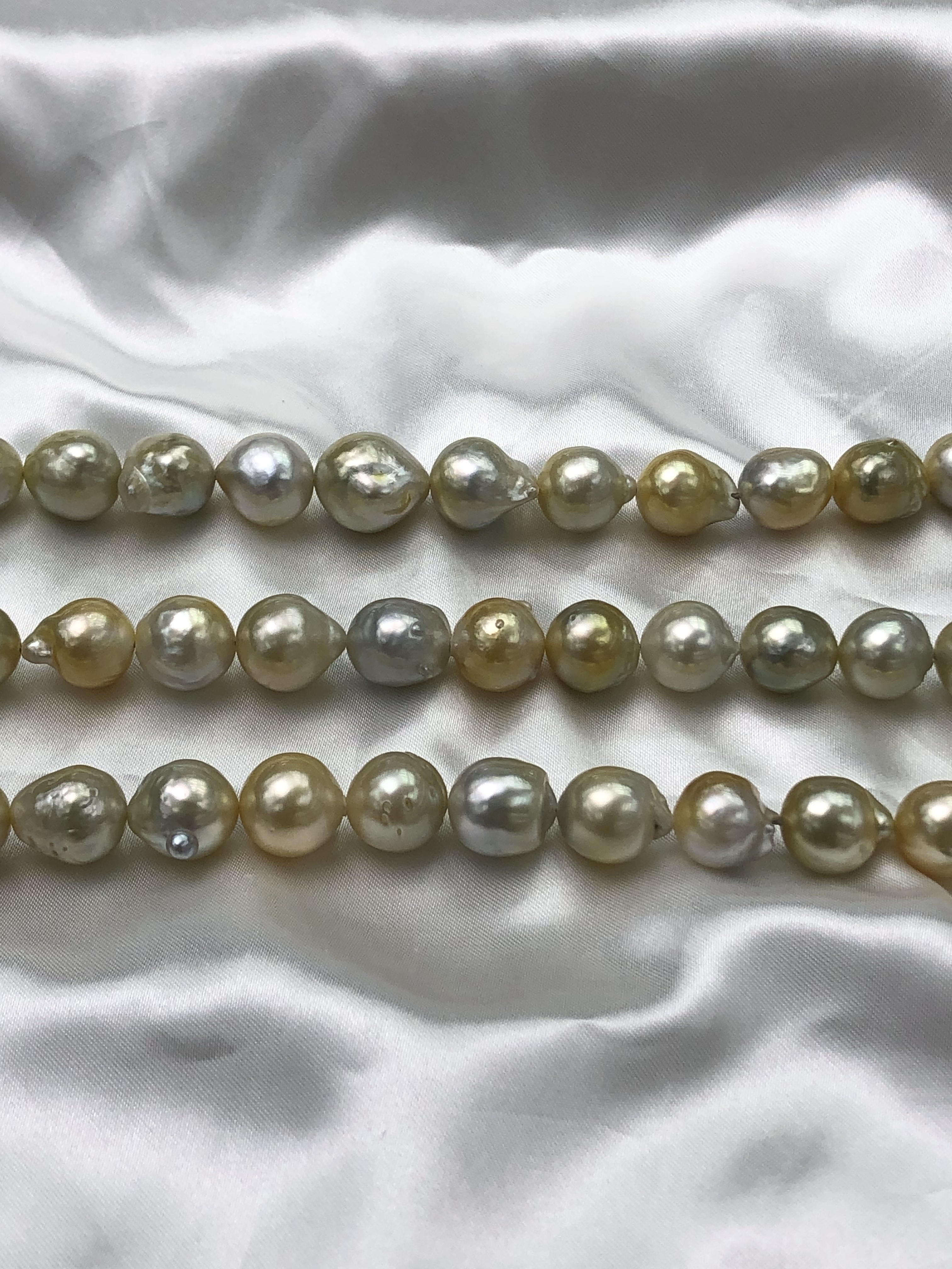 South Sea Golden Baroque  Pearl Necklace 11~15mm