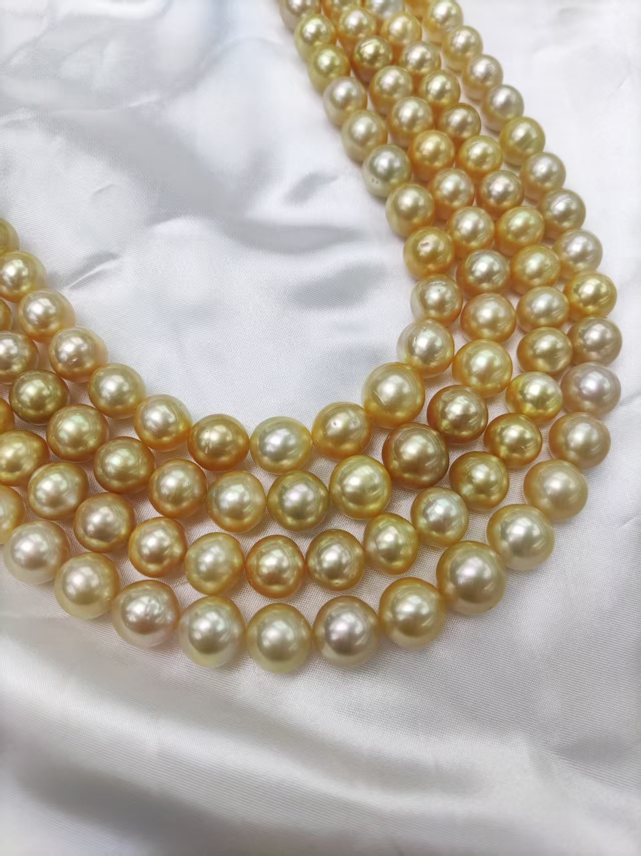 South Sea Golden  Pearl Necklace 9~14mm
