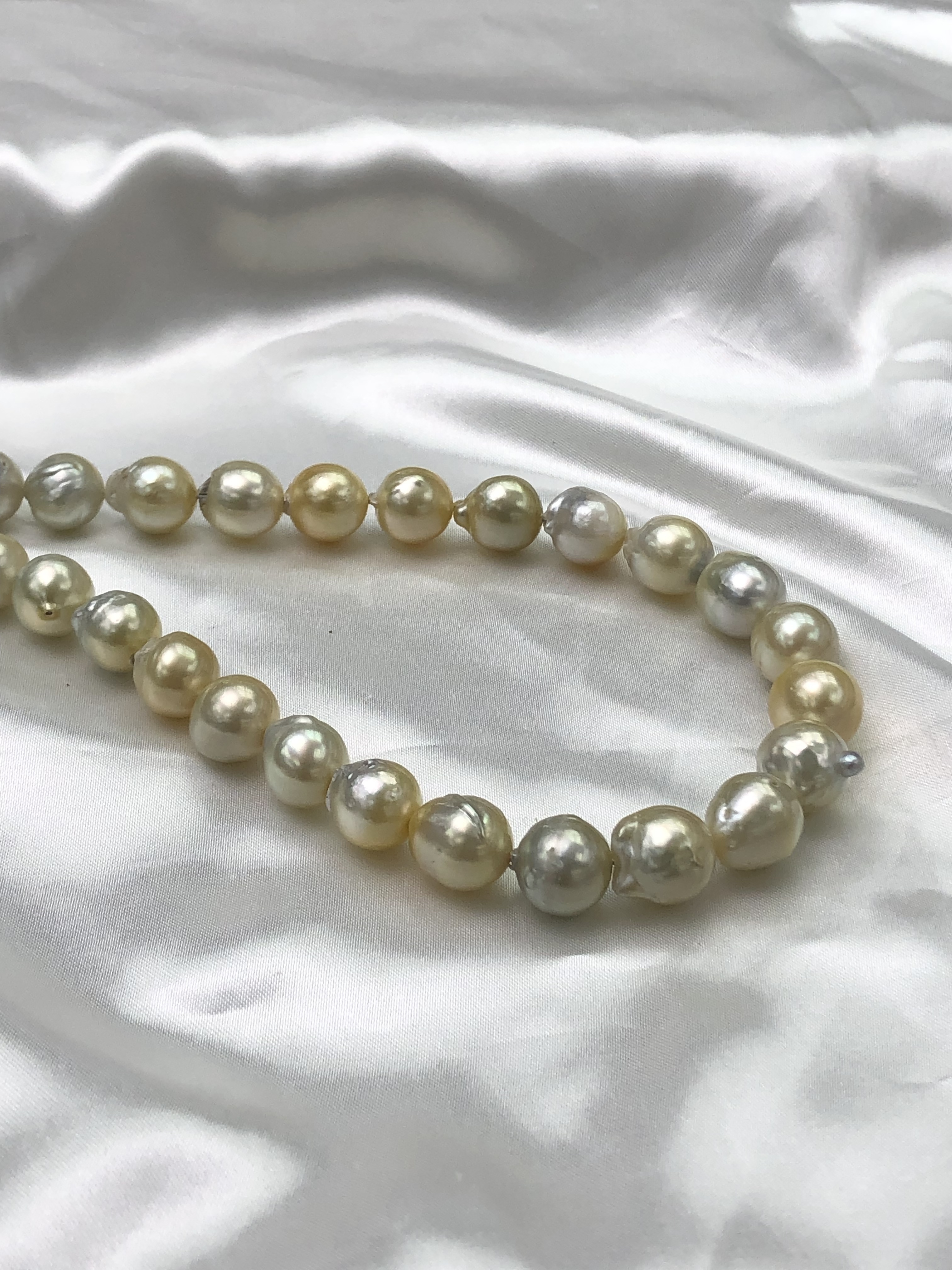 South Sea Golden Baroque  Pearl Necklace 11~15mm