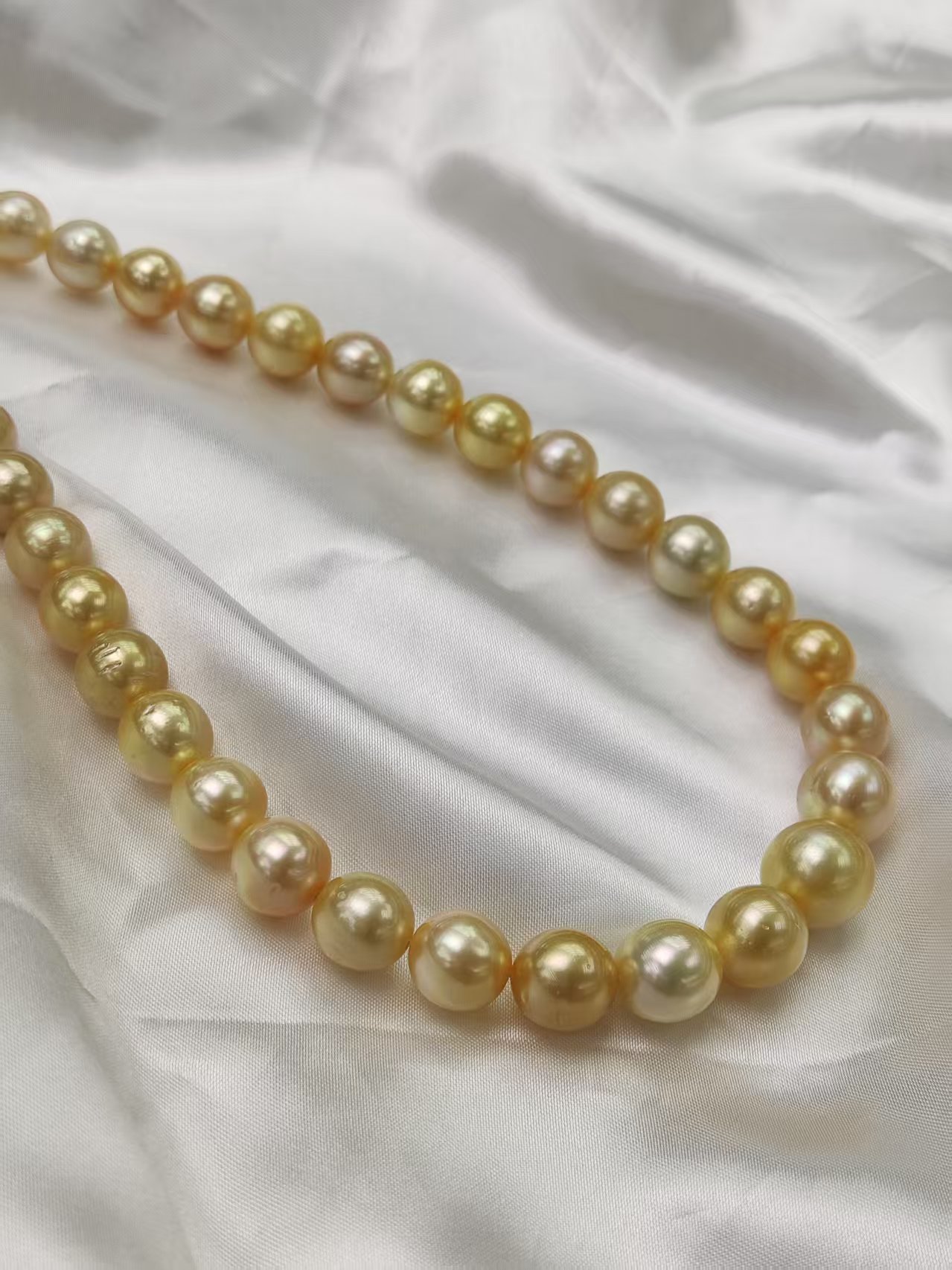 South Sea Golden  Pearl Necklace 9~14mm