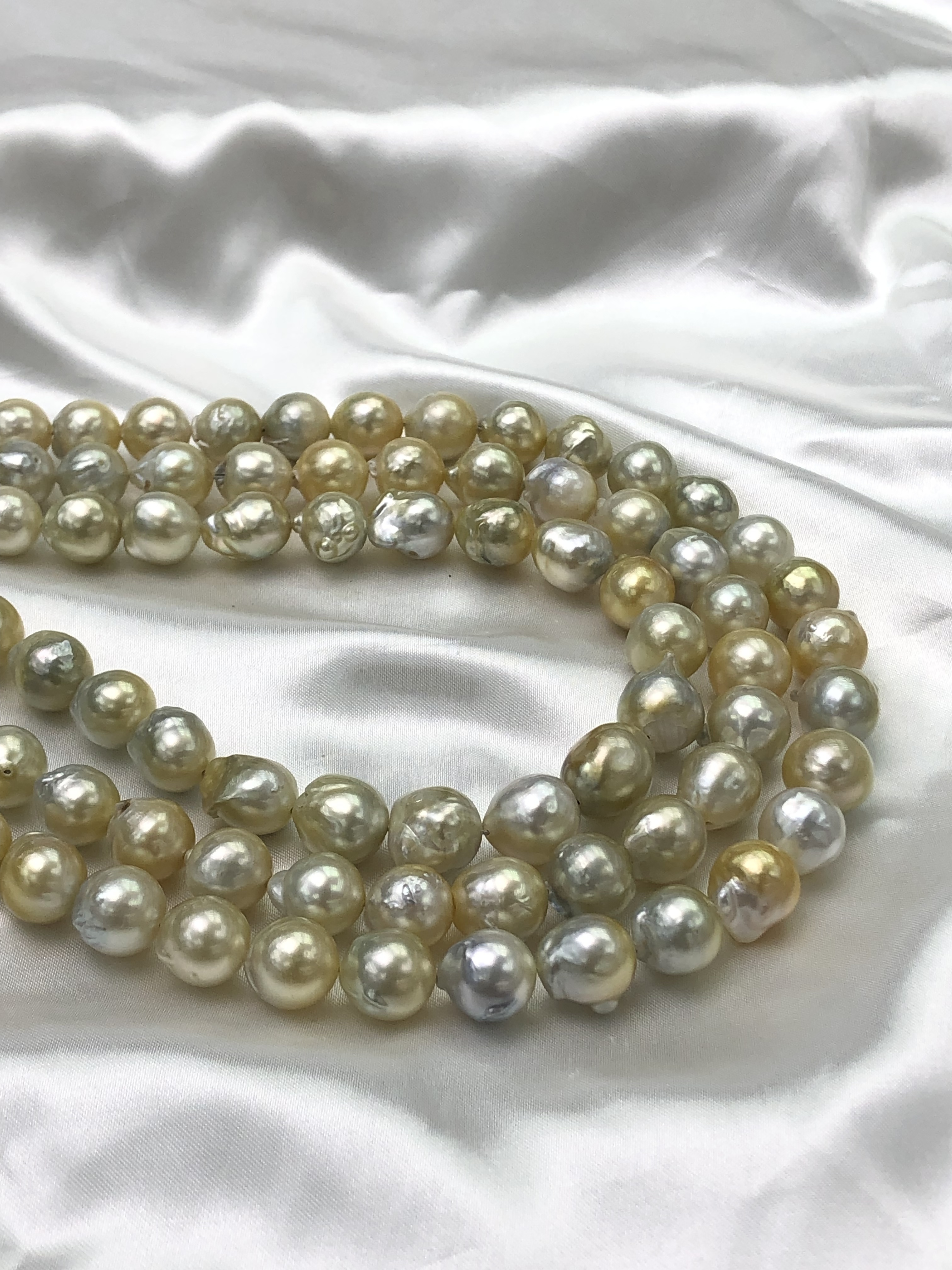 South Sea Golden Baroque  Pearl Necklace 11~15mm