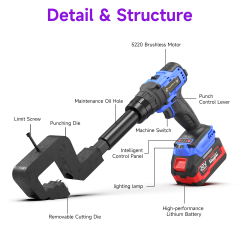 [Throat Depth 60mm] 5220 Cordless Puncher for Side & Bottom Hole Punching of C-Sections / Purlins,DEJIN MASTER,[Throat Depth 60mm] 5220 Cordless Puncher for Side & Bottom Hole Punching of C-Sections / Purlins