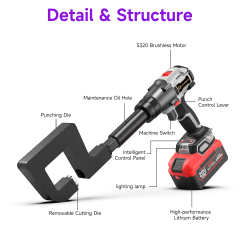 [Throat Depth 70mm] 5320 Cordless Puncher for Side & Bottom Hole Punching of C-Sections / Purlins,DEJIN MASTER,[Throat Depth 70mm] 5320 Cordless Puncher for Side & Bottom Hole Punching of C-Sections / Purlins