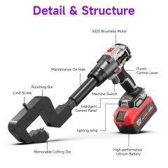 [Throat Depth 50.5mm] 5320 Cordless Puncher for Side & Bottom Hole Punching of C-Sections / Purlins,DEJIN MASTER,[Throat Depth 50.5mm] 5320 Cordless Puncher for Side & Bottom Hole Punching of C-Sections / Purlins