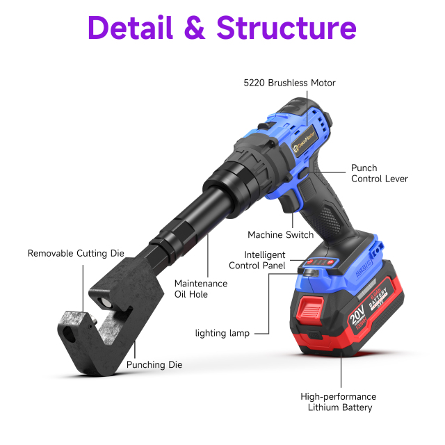 [Throat Depth 26mm] 5220 Cordless Puncher for Hole Punching of Air Valves & Common Plate Flanges,DEJIN MASTER,[Throat Depth 26mm] 5220 Cordless Puncher for Hole Punching of Air Valves & Common Plate Flanges