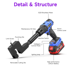 [Throat Depth 42.9mm] 5220 Cordless Puncher for Hole Punching of Angle Iron / Angle Steel,DEJIN MASTER,[Throat Depth 42.9mm] 5220 Cordless Puncher for Hole Punching of Angle Iron / Angle Steel