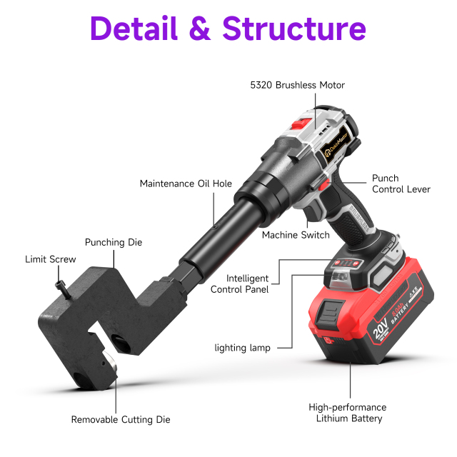 [Throat Depth 42.9mm] 5320 Cordless Puncher for Hole Punching of Angle Iron / Angle Steel,DEJIN MASTER,[Throat Depth 42.9mm] 5320 Cordless Puncher for Hole Punching of Angle Iron / Angle Steel