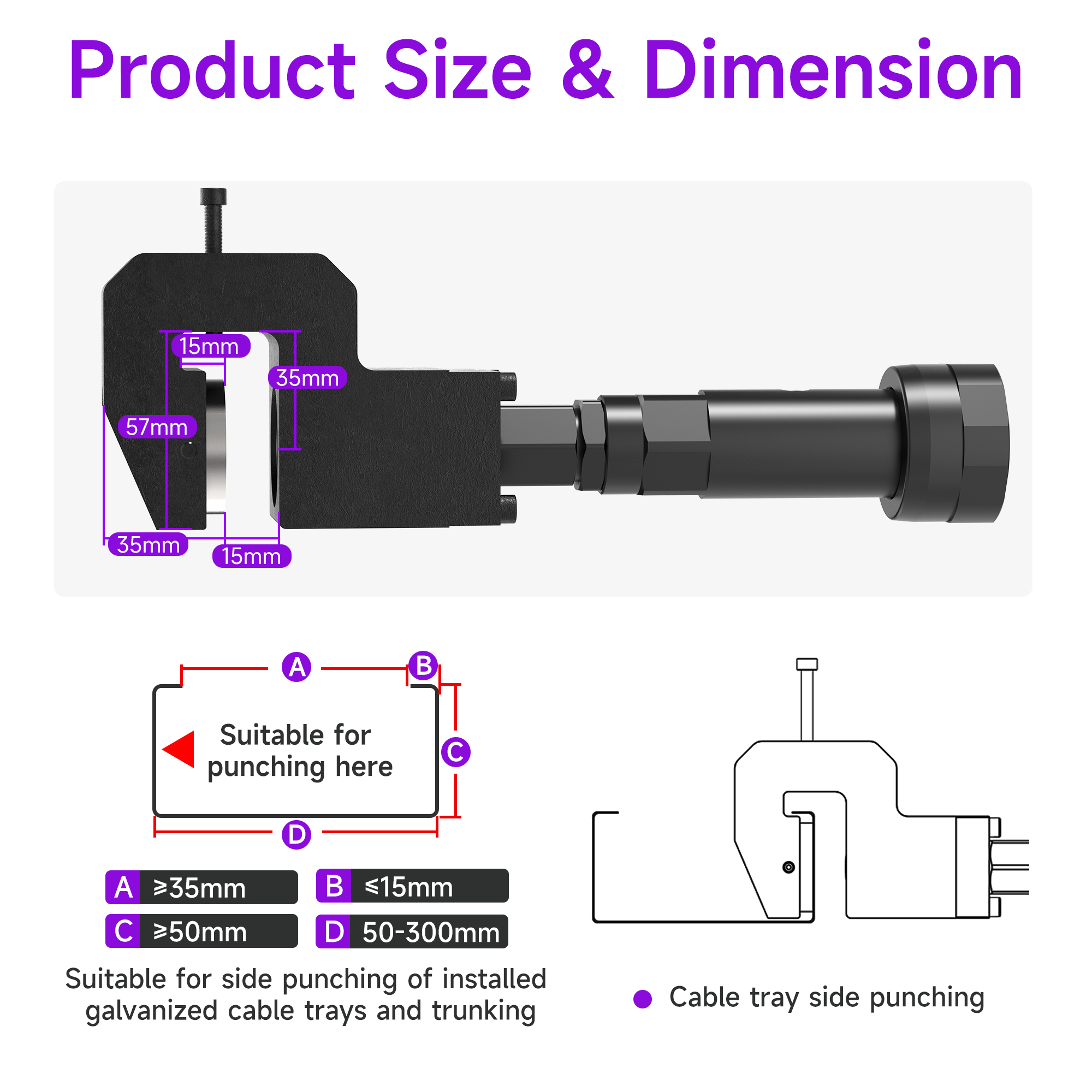 [Throat Depth 35mm] 5220 Cordless Puncher for Side Hole Punching of Electrical Wire Ducts & Galvanized Cable Trays,DEJIN MASTER,[Throat Depth 35mm] 5220 Cordless Puncher for Side Hole Punching of Electrical Wire Ducts & Galvanized Cable Trays