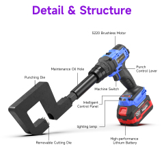 [Throat Depth 70mm] 5220 Cordless Puncher for Side & Bottom Hole Punching of C-Sections / Purlins,DEJIN MASTER,[Throat Depth 70mm] 5220 Cordless Puncher for Side & Bottom Hole Punching of C-Sections / Purlins