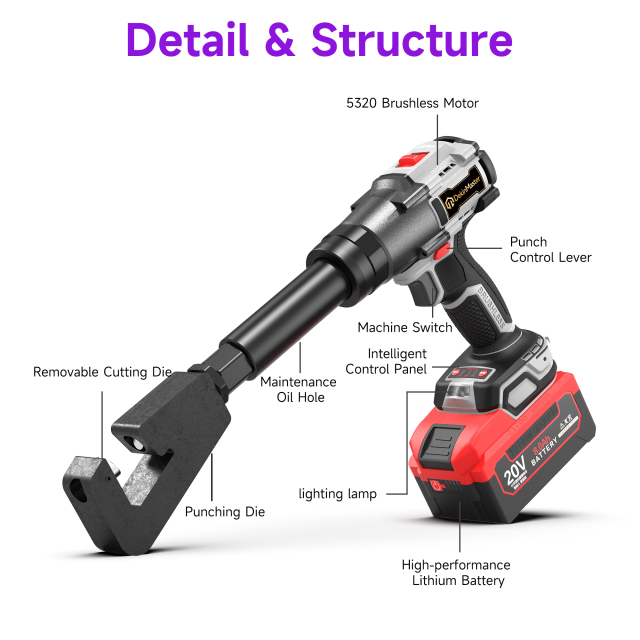 [Throat Depth 26mm] 5320 Cordless Puncher for Hole Punching of Air Valves & Common Plate Flanges,DEJIN MASTER,[Throat Depth 26mm] 5320 Cordless Puncher for Hole Punching of Air Valves & Common Plate Flanges