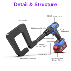 [Throat Depth 150mm] 5220 Cordless Puncher for Bottom Hole Punching of C‑Sections / Purlins,DEJIN MASTER,[Throat Depth 150mm] 5220 Cordless Puncher for Bottom Hole Punching of C‑Sections / Purlins