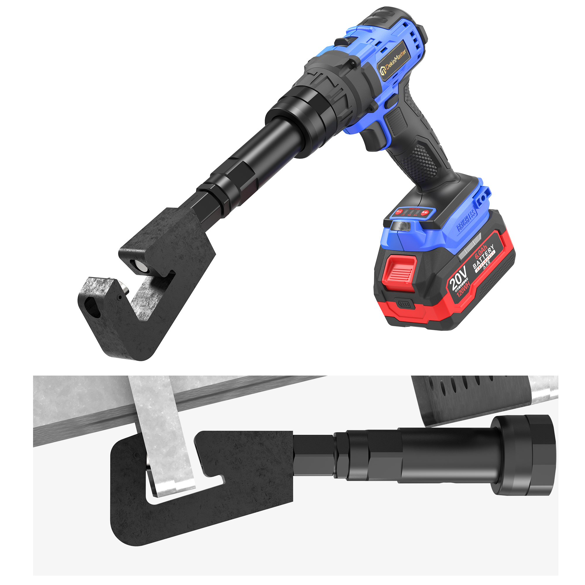 [Throat Depth 26mm] 5220 Cordless Puncher for Hole Punching of Air Valves & Common Plate Flanges,DEJIN MASTER,[Throat Depth 26mm] 5220 Cordless Puncher for Hole Punching of Air Valves & Common Plate Flanges