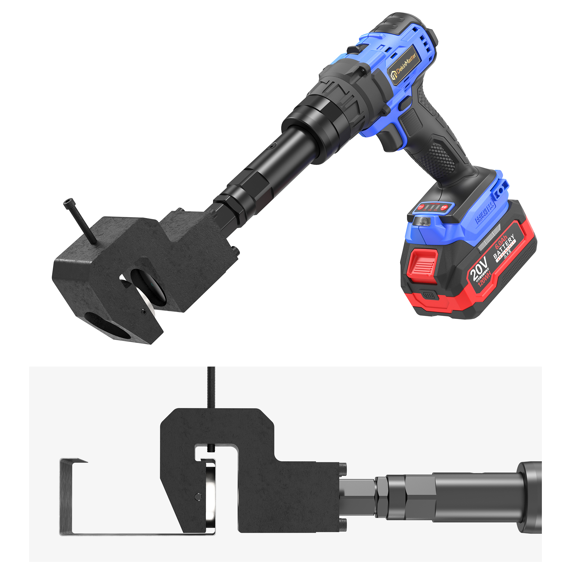 [Throat Depth 35mm] 5220 Cordless Puncher for Side Hole Punching of Electrical Wire Ducts & Galvanized Cable Trays,DEJIN MASTER,[Throat Depth 35mm] 5220 Cordless Puncher for Side Hole Punching of Electrical Wire Ducts & Galvanized Cable Trays