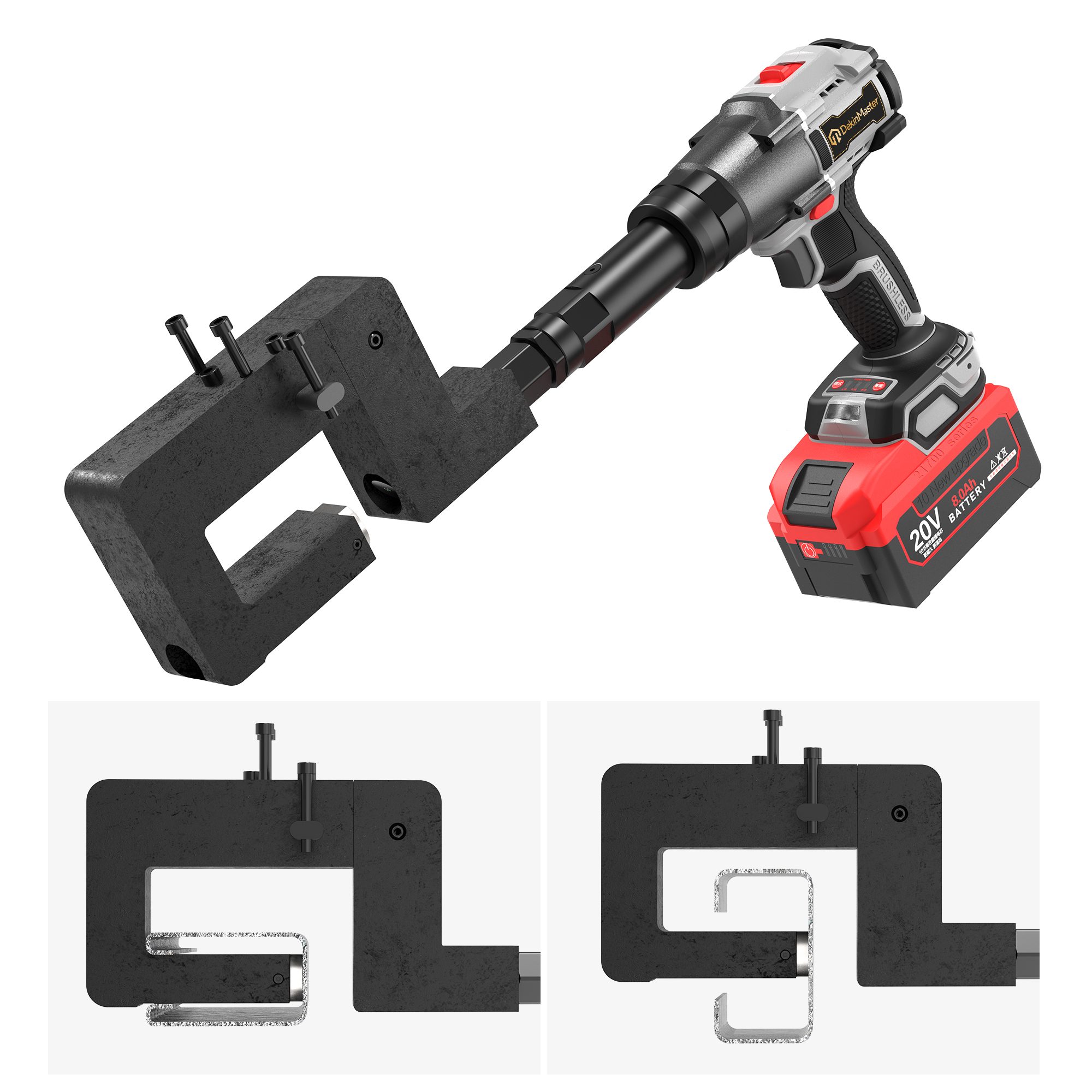 [Throat Depth 50.7mm] 5320 Cordless Puncher for Bottom Hole Punching of U‑Sections / PV Brackets,DEJIN MASTER,[Throat Depth 50.7mm] 5320 Cordless Puncher for Bottom Hole Punching of U‑Sections / PV Brackets