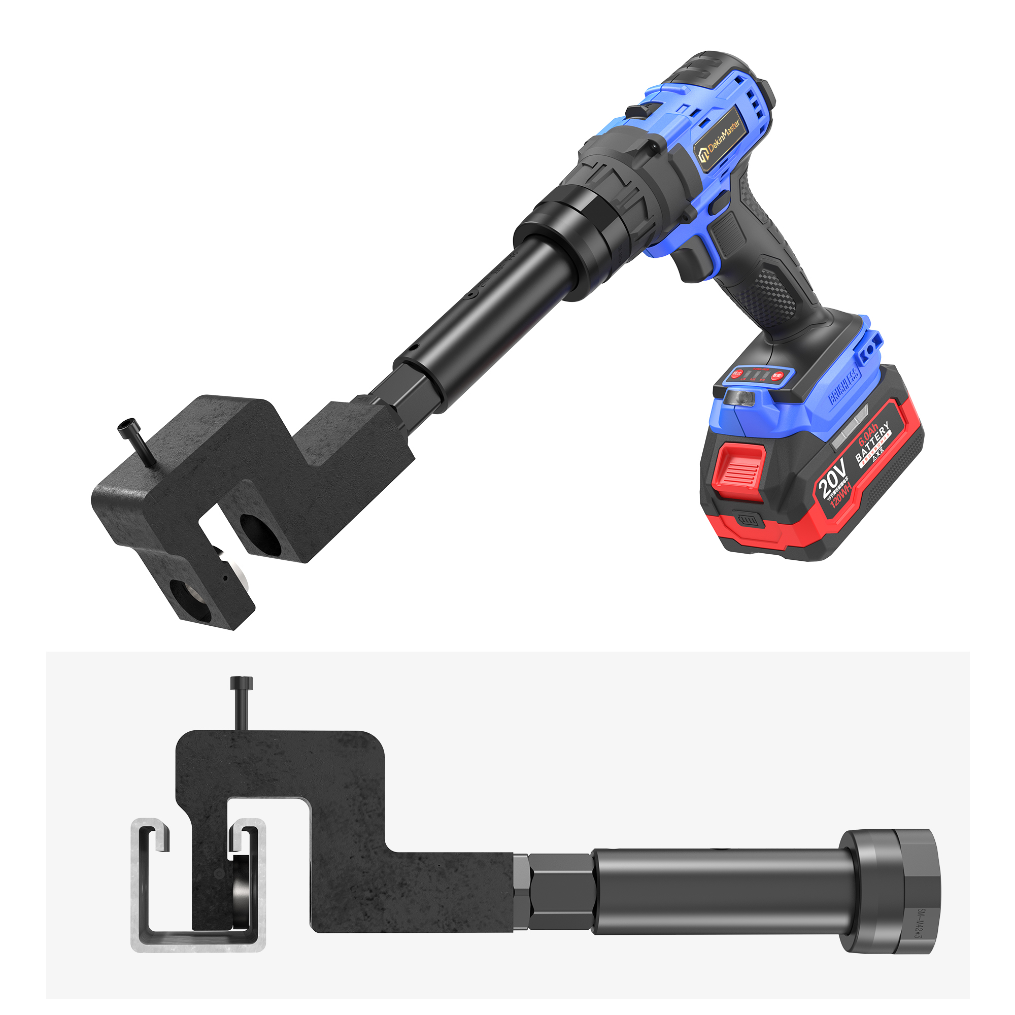 [Throat Depth 35mm] 5220 Cordless Puncher for Side Hole Punching of U‑Sections / PV Brackets,DEJIN MASTER,[Throat Depth 35mm] 5220 Cordless Puncher for Side Hole Punching of U‑Sections / PV Brackets