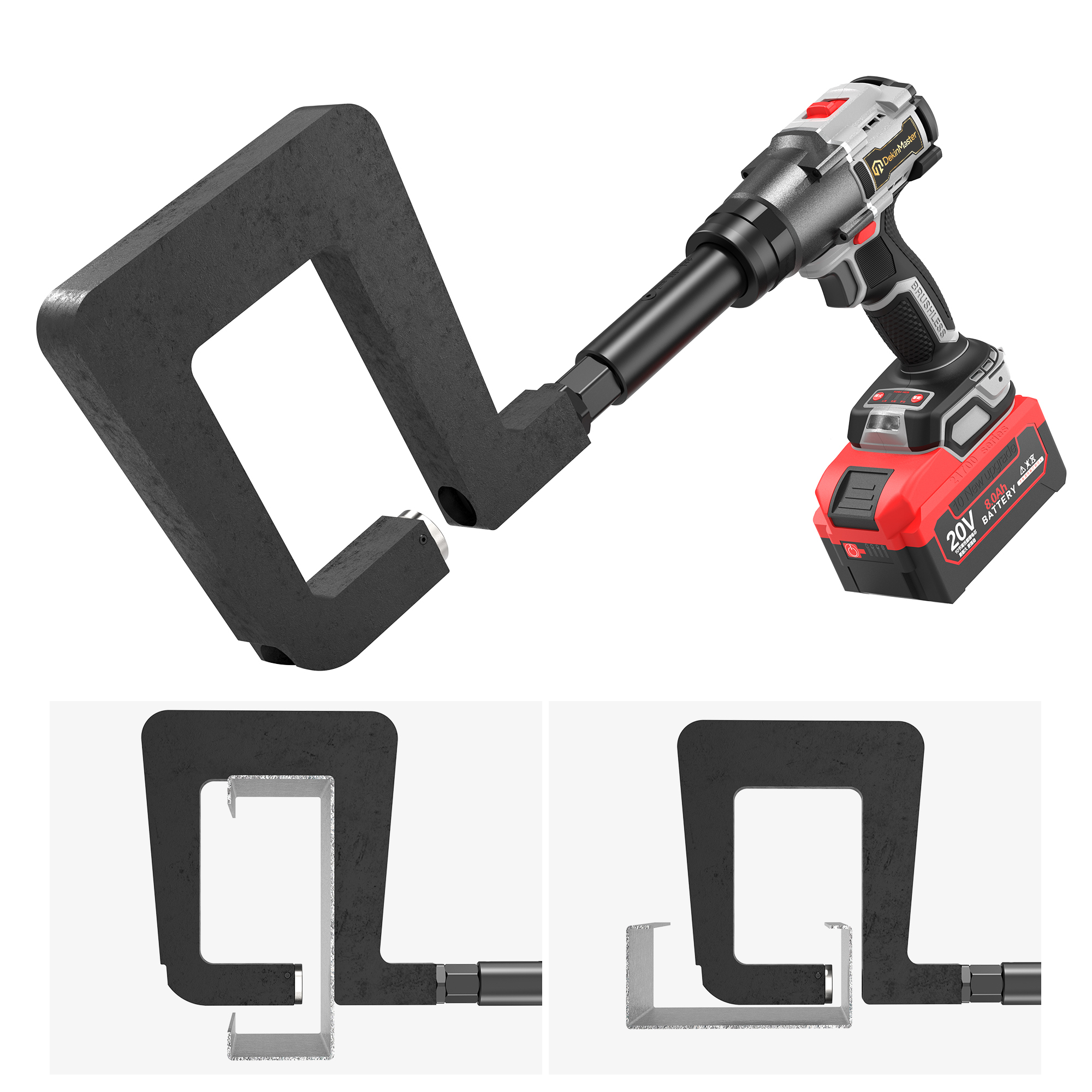 [Throat Depth 150mm] 5320 Cordless Puncher for Bottom Hole Punching of C‑Sections / Purlins,DEJIN MASTER,[Throat Depth 150mm] 5320 Cordless Puncher for Bottom Hole Punching of C‑Sections / Purlins
