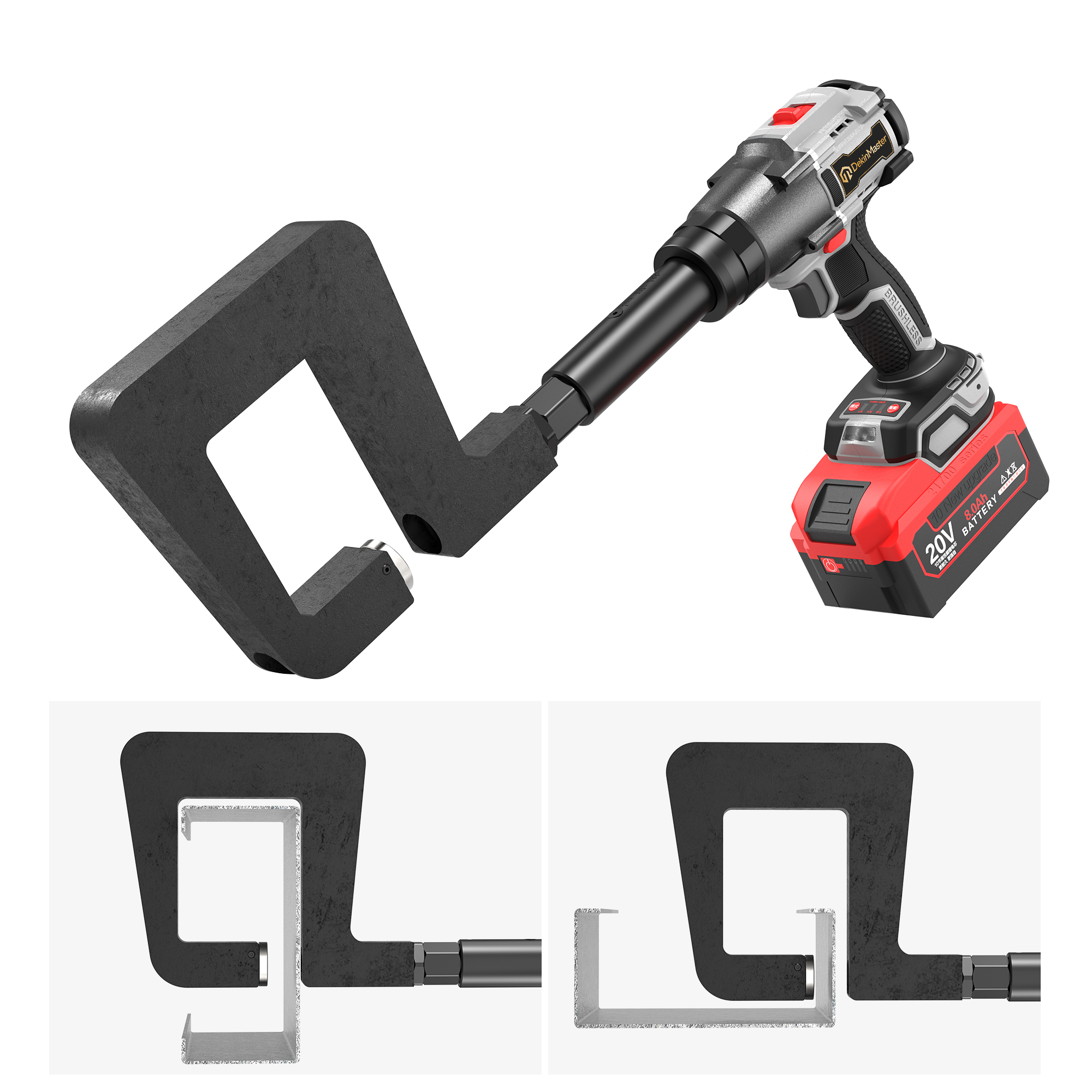 [Throat Depth 110mm] 5320 Cordless Puncher for Side & Bottom Hole Punching of C‑Sections / Purlins,DEJIN MASTER,[Throat Depth 110mm] 5320 Cordless Puncher for Side & Bottom Hole Punching of C‑Sections / Purlins