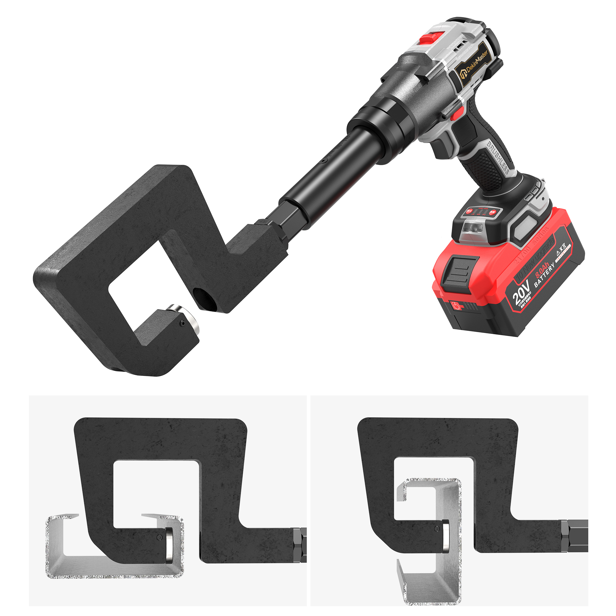 [Throat Depth 70mm] 5320 Cordless Puncher for Side & Bottom Hole Punching of C-Sections / Purlins,DEJIN MASTER,[Throat Depth 70mm] 5320 Cordless Puncher for Side & Bottom Hole Punching of C-Sections / Purlins
