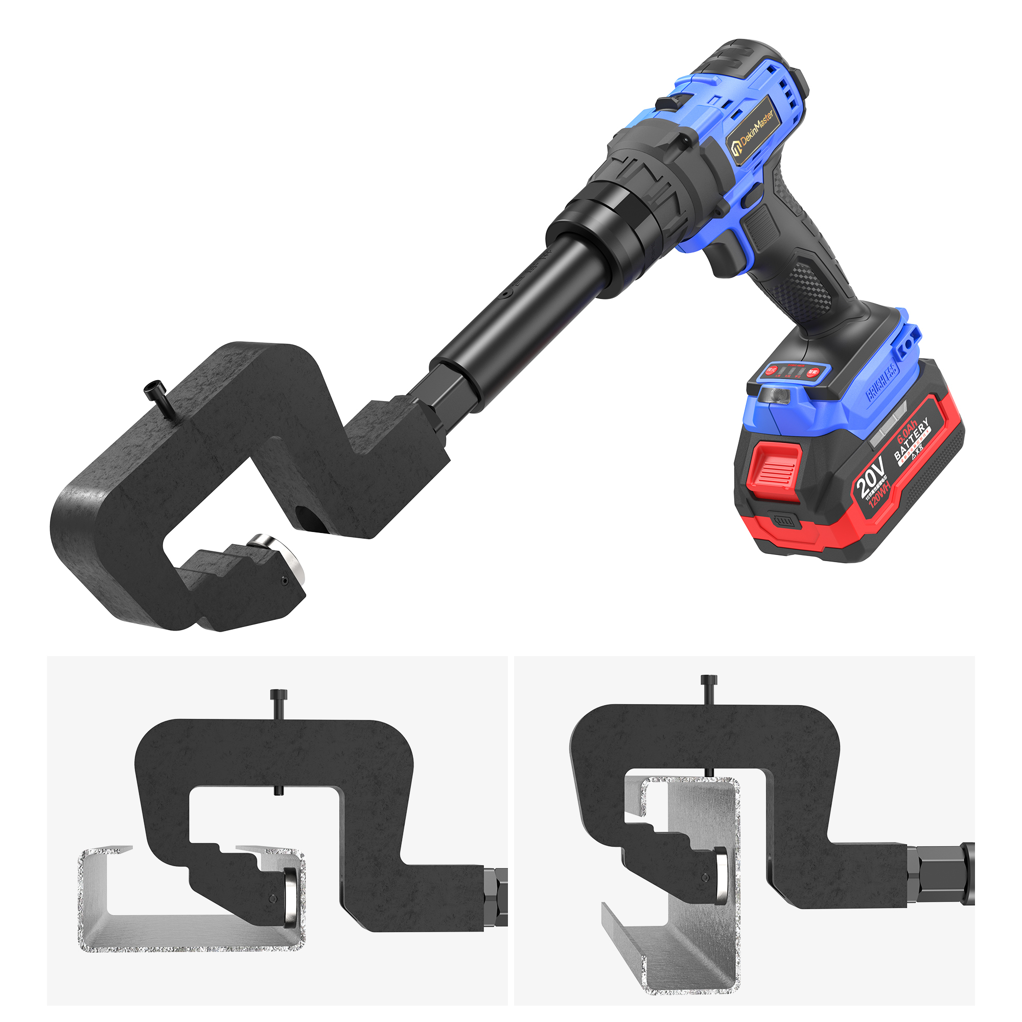 [Throat Depth 50.5mm] 5220 Cordless Puncher for Side & Bottom Hole Punching of C-Sections / Purlins,DEJIN MASTER,[Throat Depth 50.5mm] 5220 Cordless Puncher for Side & Bottom Hole Punching of C-Sections / Purlins