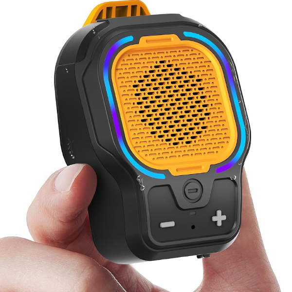 Wearable Bluetooth Speaker, Magnetic Clip-on Wireless Portable Speaker with 3 Light Modes, 10H Playtime, Built-in Mic Hands-Free Mini Loud Speaker, Lightweight for Jobsite Outdoor Work Commute Gift