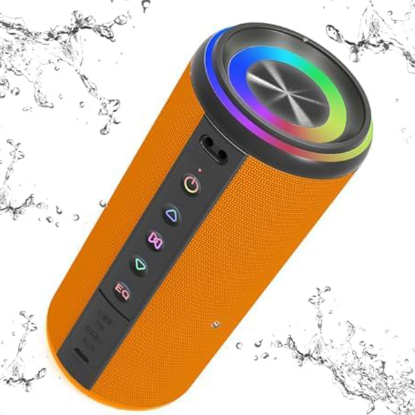 Portable Bluetooth Speaker, 2026 Bluetooth 5.4 Wireless Speaker with 20W HD Loud Stereo Sound, 20H Playtime, LED Lights, IP7, TWS Pairing, Built-in Mic, for Outdoor, Home, Beach, Party, Gift