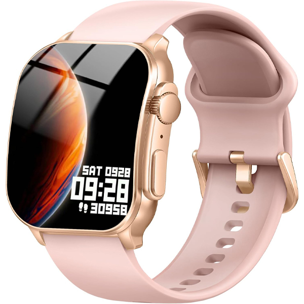 Smart Watch, 2.01" AMOLED Curved Display Fitness Tracker with Answer/Make Calls, Fitness Watch with Fitness and Sleep Trackers, Heart Rate Monitor, Always-On Display, Water Resistant, for Android iOS