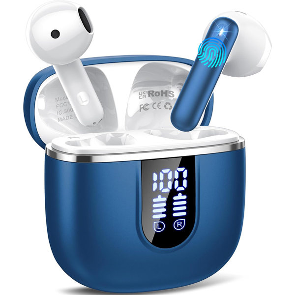 Wireless Earbuds, Bluetooth 5.4 Headphones with 3D Bass Stereo, 40H In-Ear Buds with 4 ENC Noise Cancelling Mic, Ultralight Bluetooth Earbuds USB-C LED, IP7 Waterproof Earphones for Android iOS