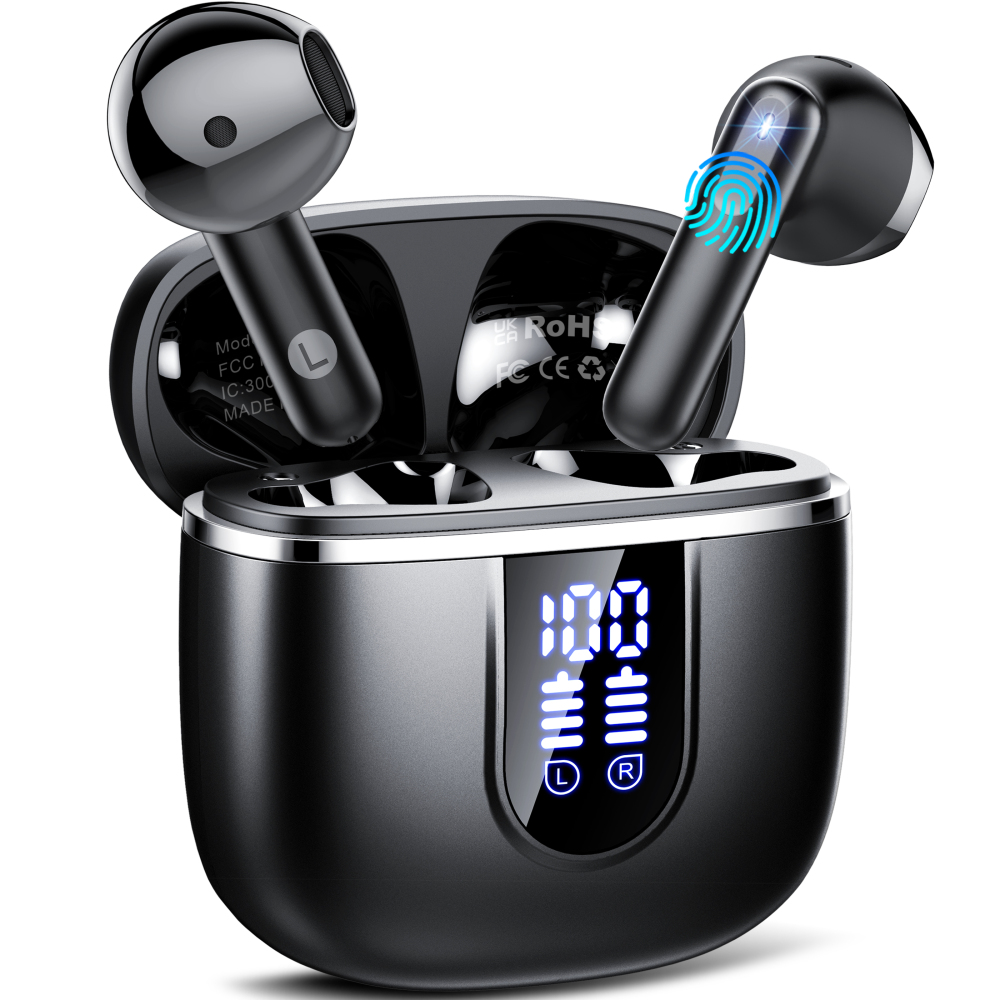 Wireless Earbuds, Bluetooth Ear Buds 5.4 Mini Hifi Stereo with 4 Enc Noise Cancelling Mics Wireless Headphones, 40H in Ear Earphones, Usb C, IP7 Waterproof Bluetooth Headphones for Sports, Workout