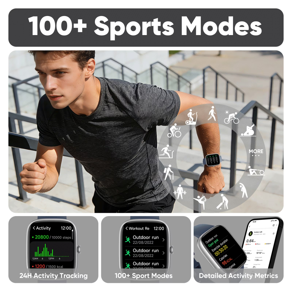 Smart Watches for Men Women (Answer/Make Calls), 1.83" Touchscreen Fitness Watch with 110+ Sport Modes, Fitness Tracker, IP68 Waterproof Smartwatch for Android Ios Blue