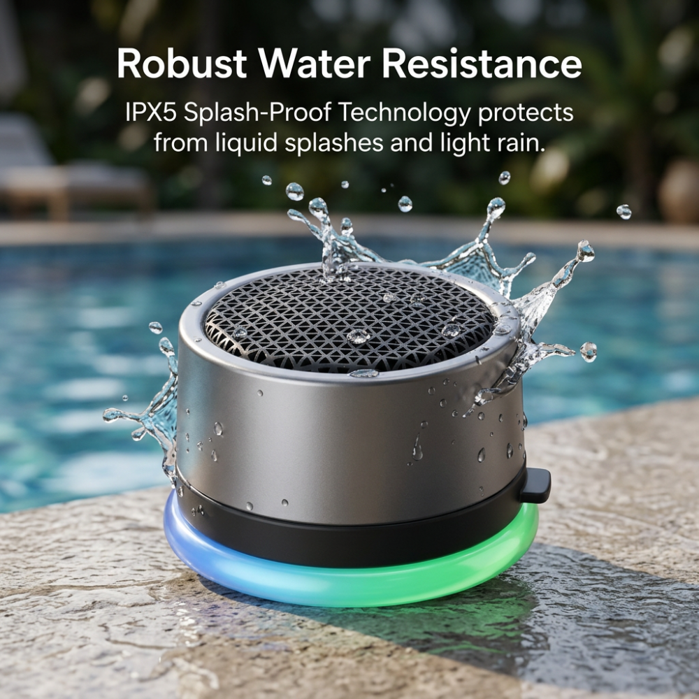 Cillso Magnetic Mini Portable Bluetooth Speaker, Bluetooth 5.4 Wireless Speaker with TWS Stereo & RGB Rhythm Lights, Splashproof Hands-Free Call Speaker for Car, Shower, Gym & Outdoor Use, Dark Gray