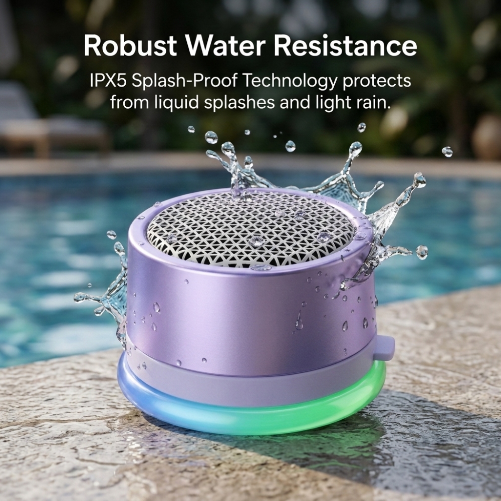 Cillso Mini Magnetic Portable Bluetooth Speaker, Bluetooth 5.4 Wireless Speaker with TWS Stereo & RGB Rhythm Lights, Waterproof Speaker for Car, Shower, Gym & Outdoor Use, Purple